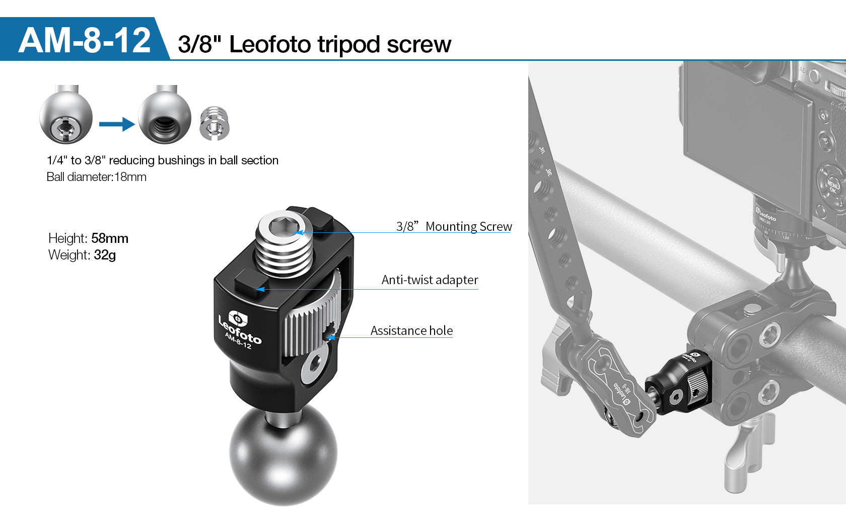 Leofoto AM-8 Professional Magic Arm Kit