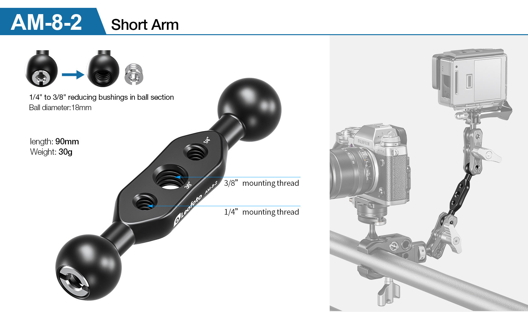 Leofoto AM-8 Professional Magic Arm Kit