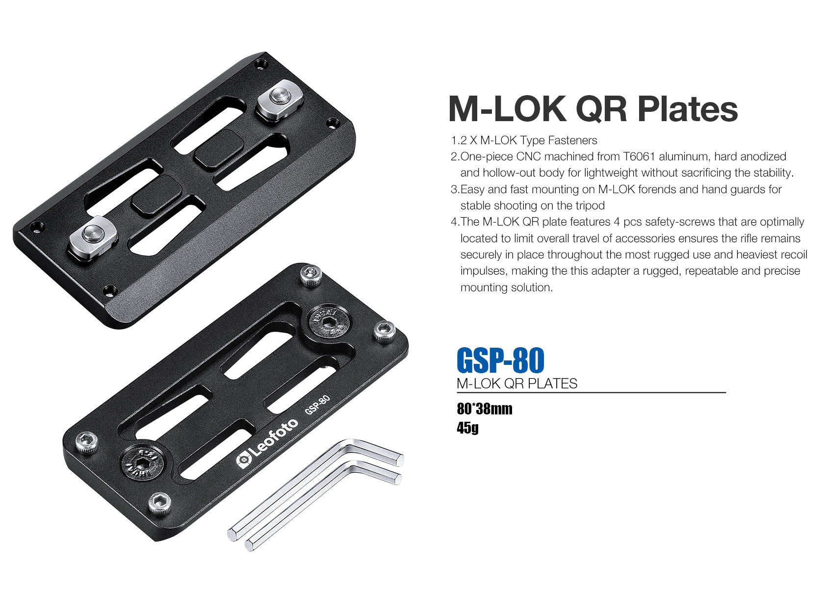 Leofoto GSP-80 / GSP-140 / GSP-240 / GSP-300 M-LOK QR Plates | Arca