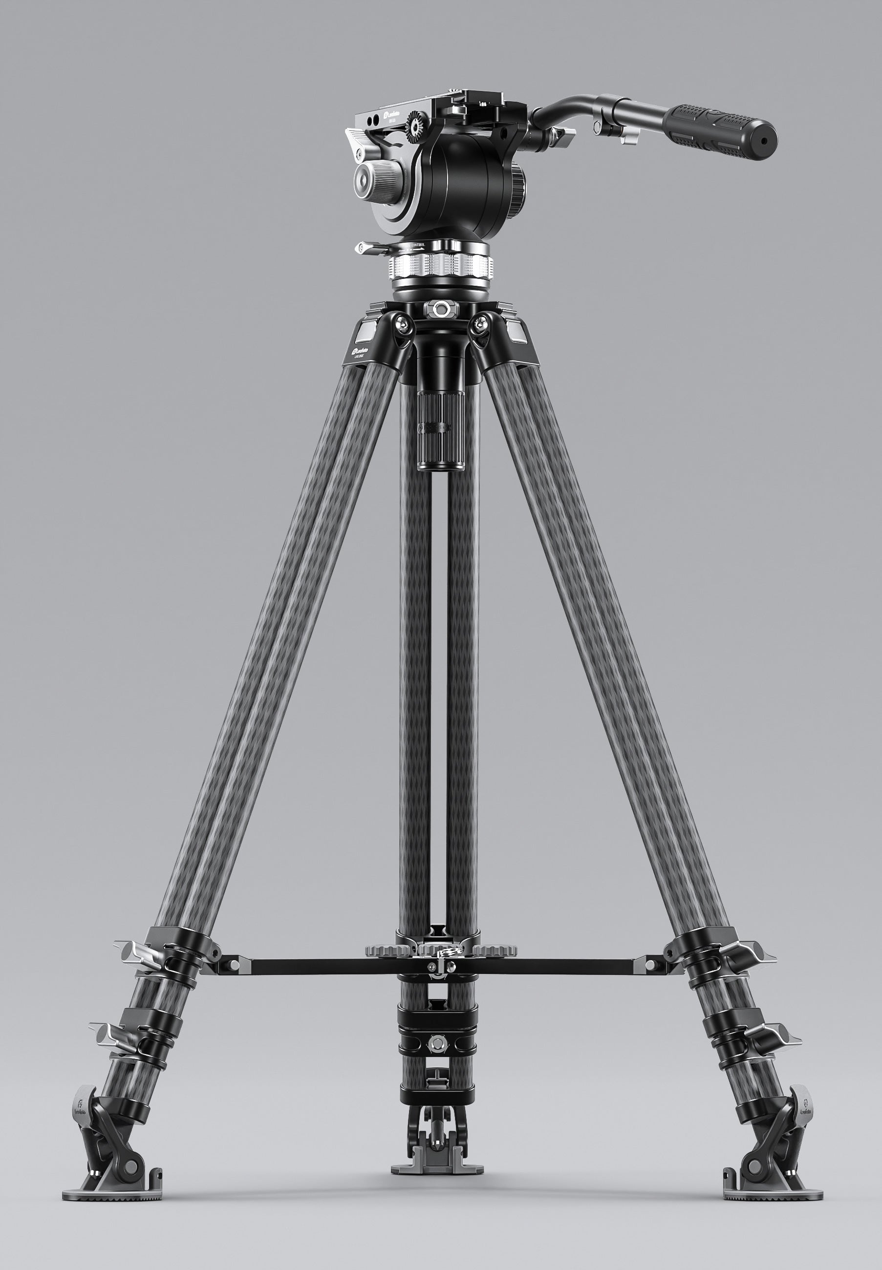 Leofoto LVC-253C+BV-20 (Lever-Release Clamp) Dual-Tube Video Tripod with Fluid Head Set | 75mm Integrated Bowl with Leveling Base and Handle
