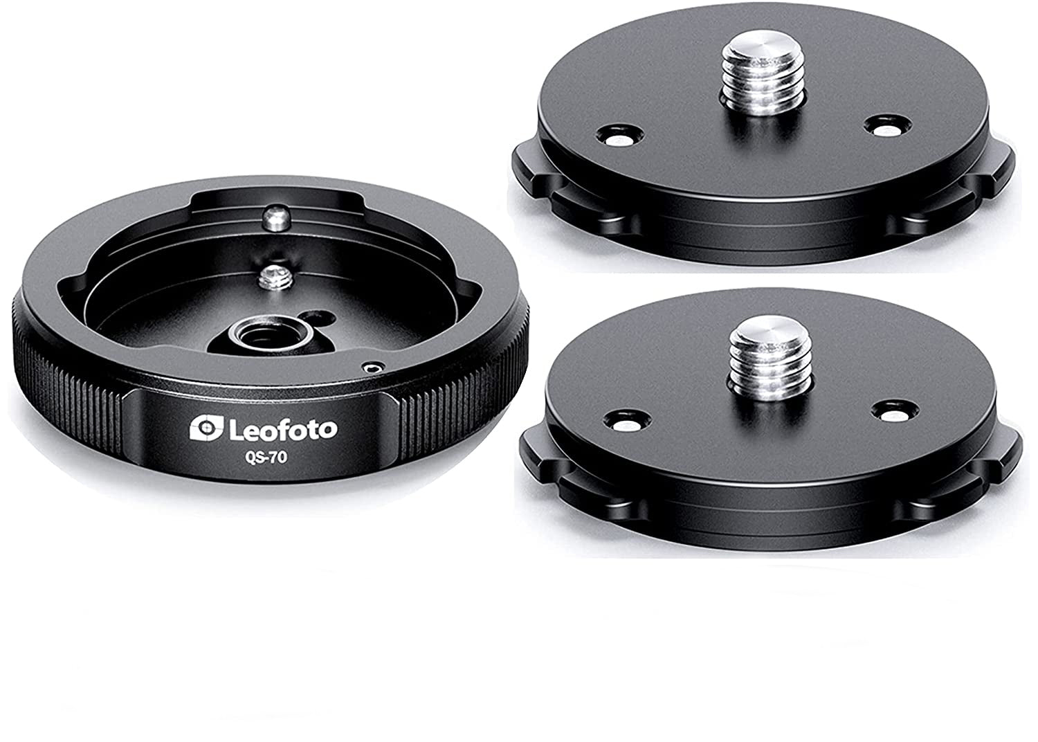 Leofoto QS-70M: x1 QS-70 Receiver Base and 2 x Q70 Connecting Plates, Ballhead Quick-Link System 3/8"