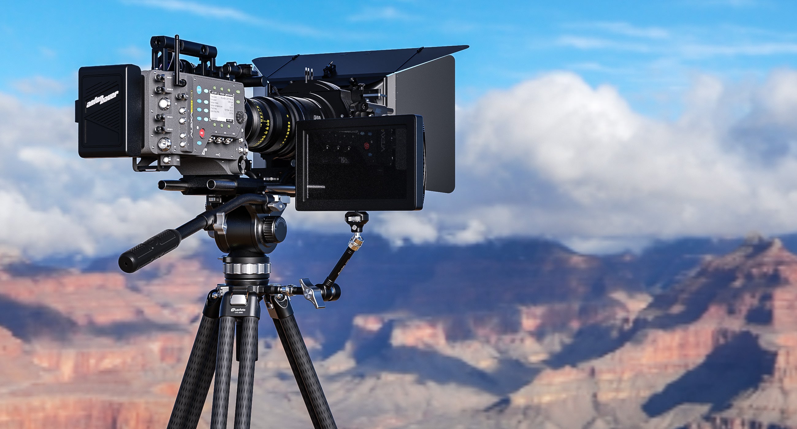 Leofoto LVC-253C+BV-15 Dual-Tube Video Tripod with Fluid Head Set | 75mm Integrated Bowl with Leveling Base and Handle