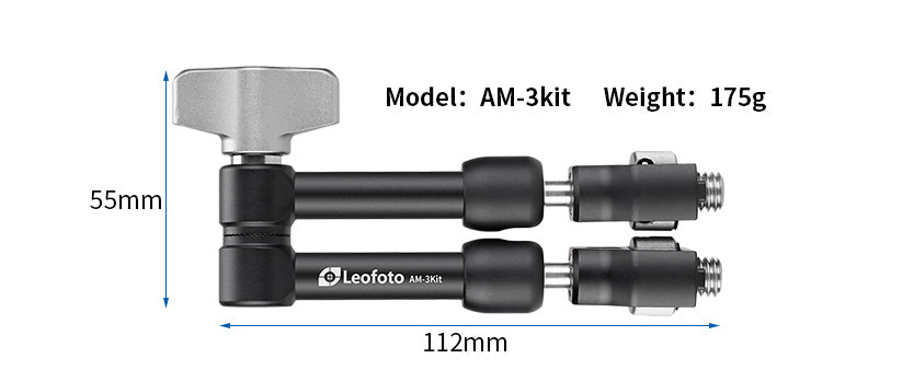 Leofoto AM-3 / AM-4 Kit Versa Magic Arm | Anti-Twist Adapter | 3/8th Mounting Screws