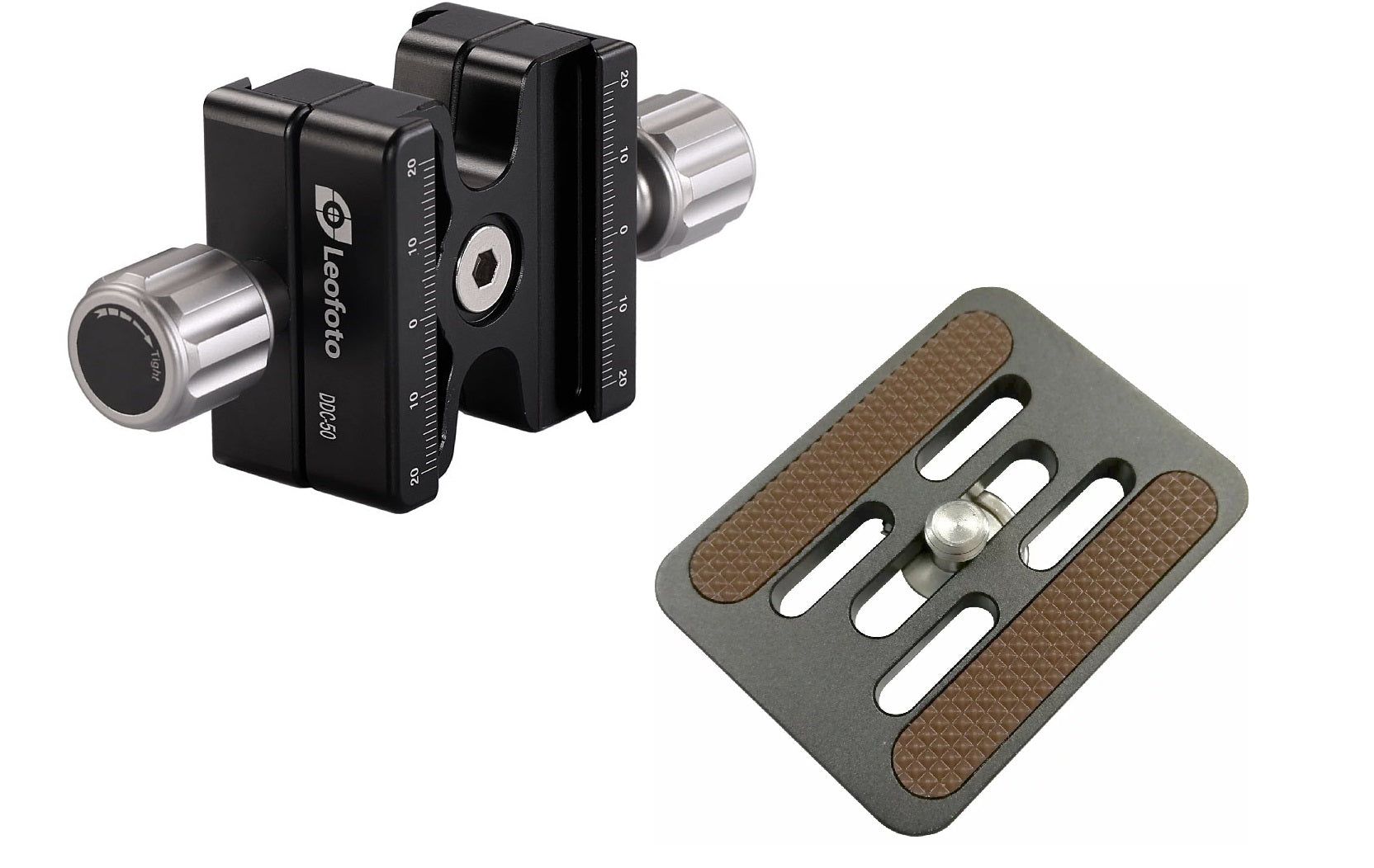 Leofoto DDC-50 + BPL-50N Bidirectional Subtend Double Clamp MINI CLAMP with Plate