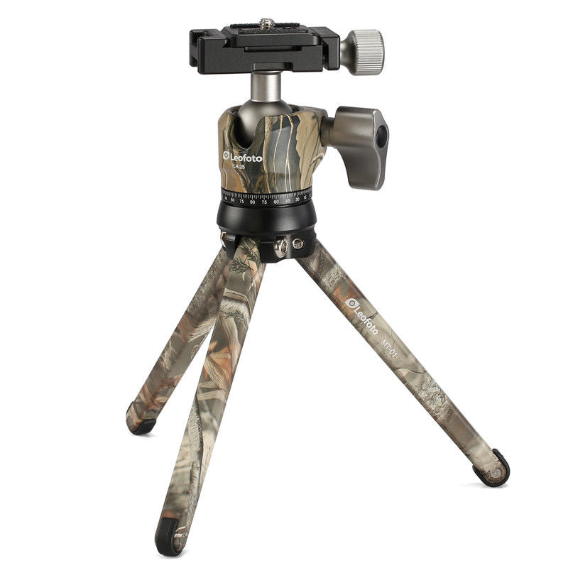 Leofoto MT-01 (Camo) + LH-25 (Camo) Table Top Tripod and Ball Head Kit | Pocket Pod Super Stable Ideal for Compact Cameras