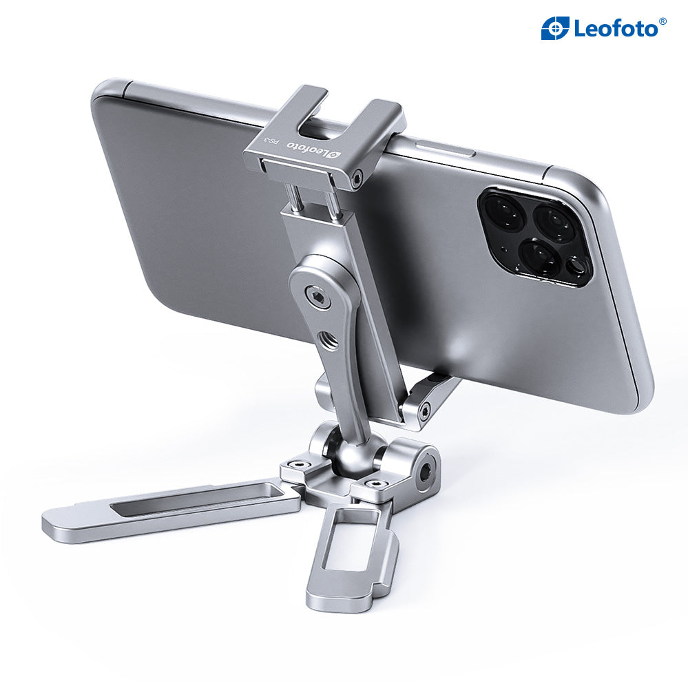 Leofoto PS-3 Multi-functional Foldable Cellphone Stand with Arca-Compatible Dovetail and Cold Shoe Mount
