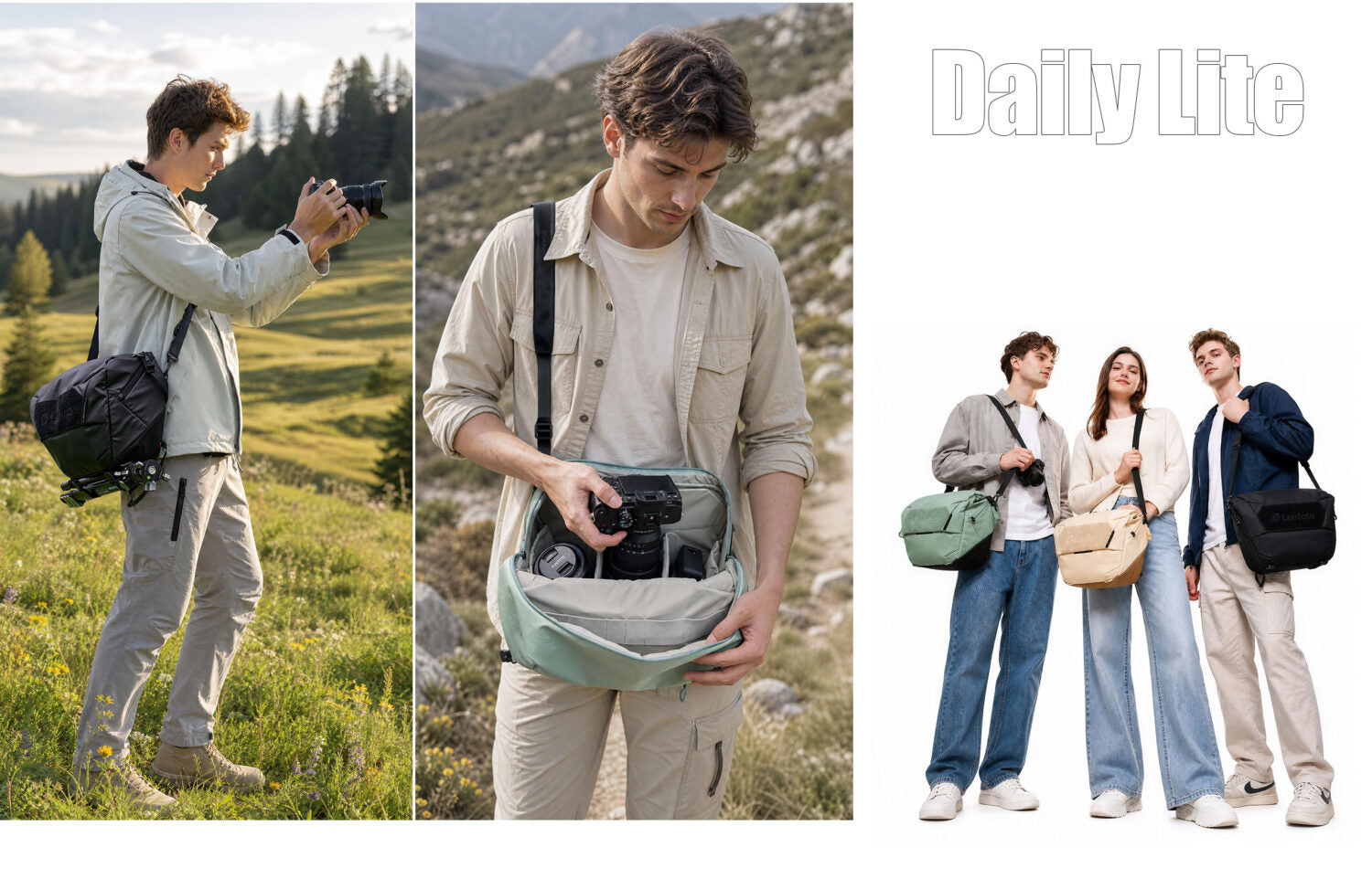 Leofoto 11L Sling Camera Bag (Matte Black, Cream Beige, Mint Green)
