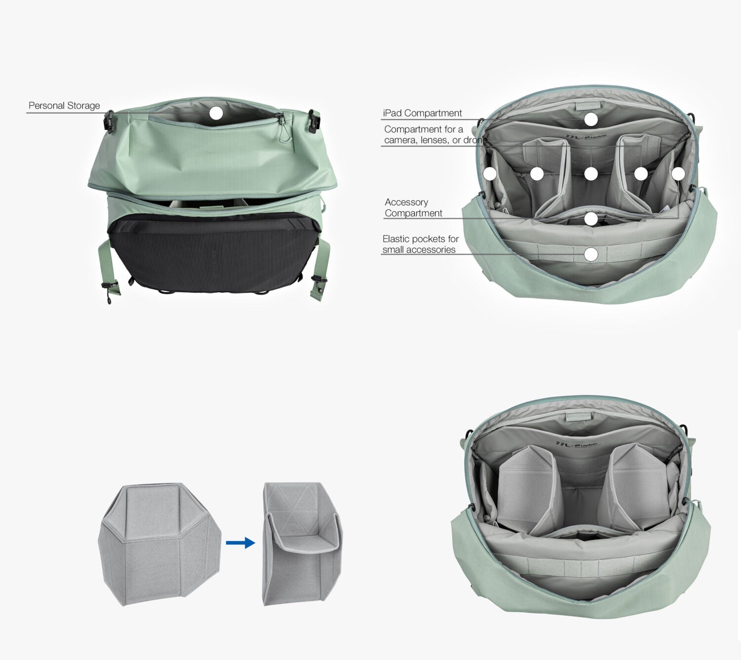 Leofoto 11L Sling Camera Bag (Matte Black, Cream Beige, Mint Green)