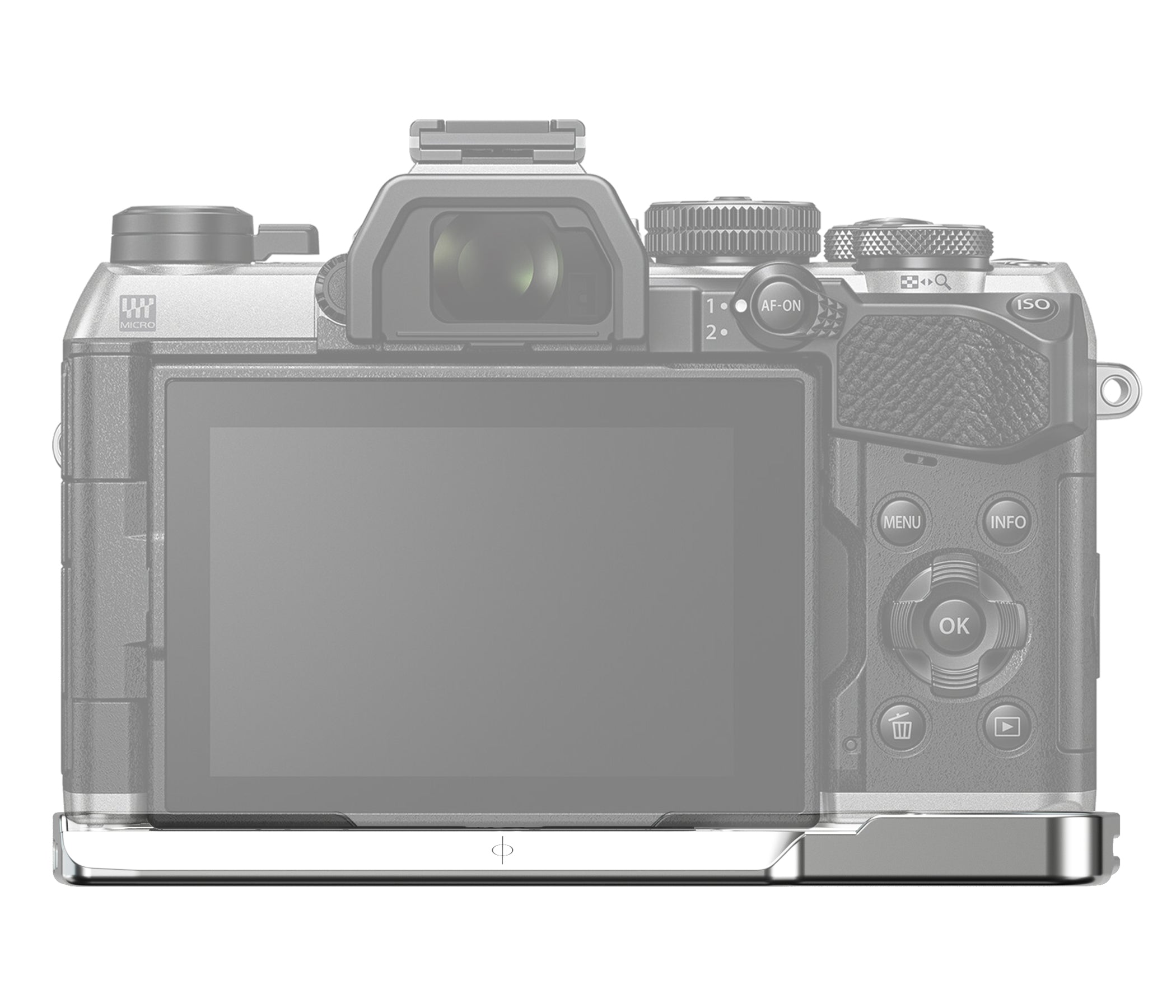 Leofoto LPO-OM-5II L Plate for Olympus OM System OM-5II | Arca Compatible (Black/Silver)