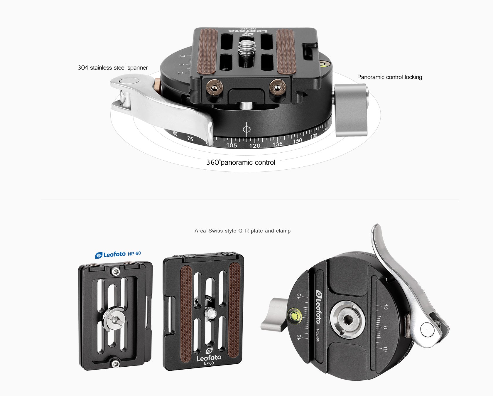 “Open Box" Leofoto LH-30PCL Low-Profile Ball Head with 360° Panning and Lever-Release Clamp | Arca Compatible