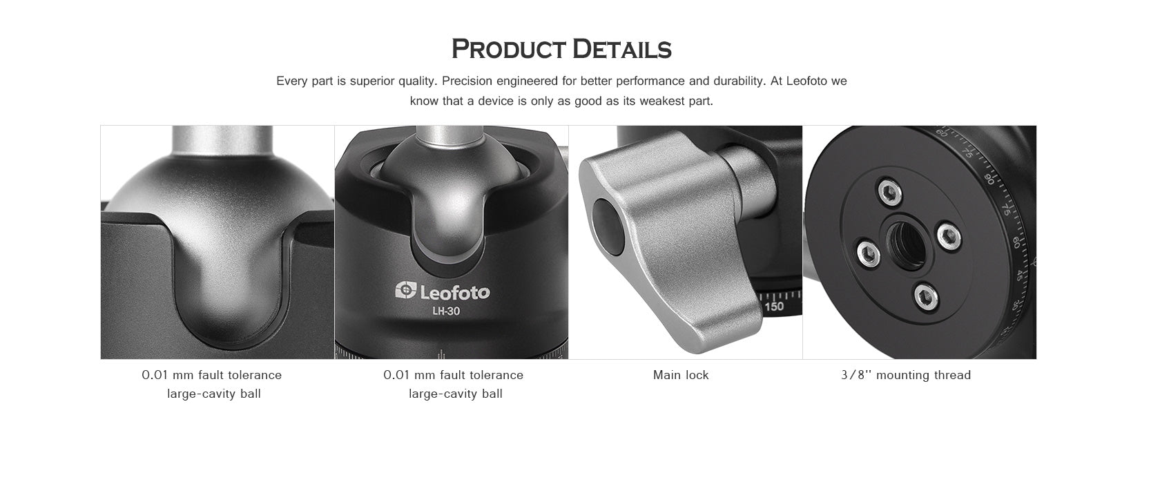 “Open Box" Leofoto LH-30PCL Low-Profile Ball Head with 360° Panning and Lever-Release Clamp | Arca Compatible