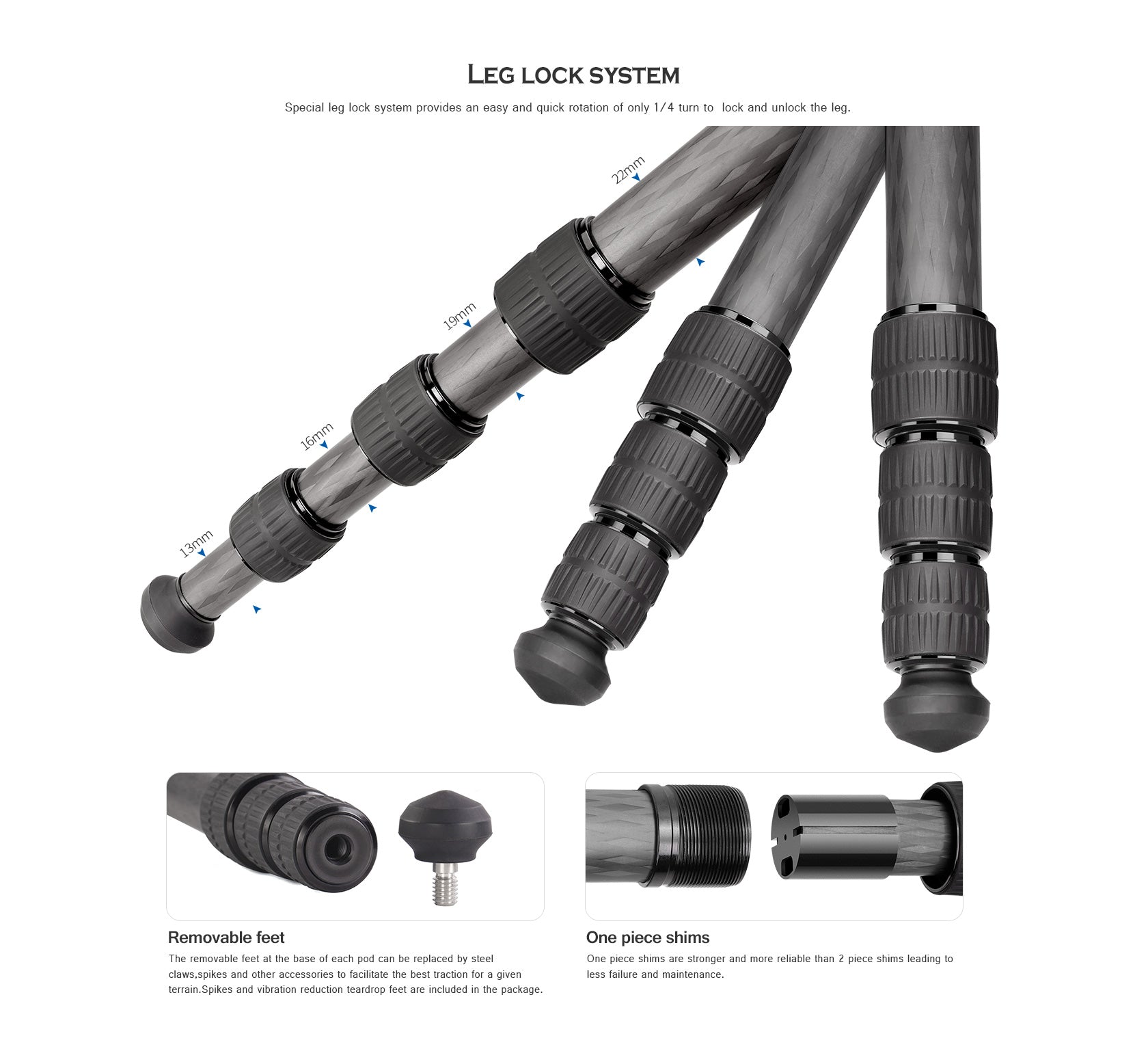 Leofoto LX-224CT+SW-02 Reversible Travel Tripod for Binoculars + 2-Way