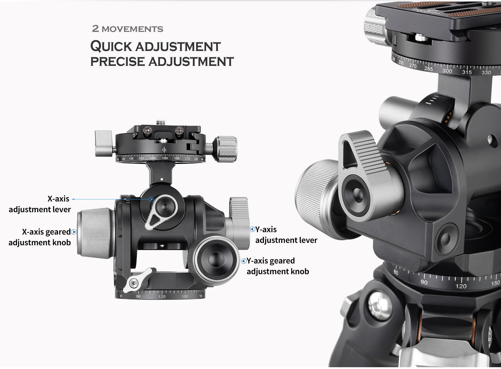 Leofoto G4 Four Way Geared Head with 360° Panning Clamp | Arca Compatible