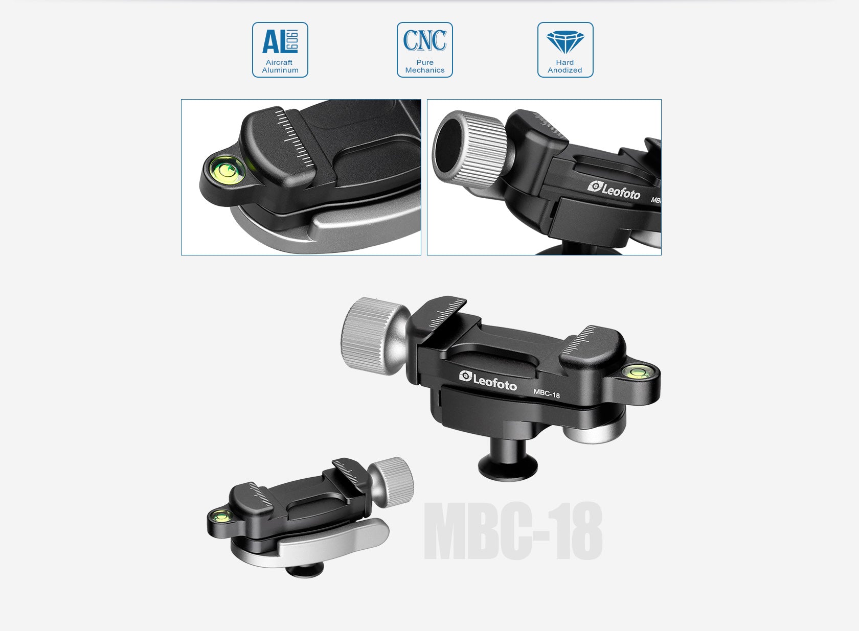 Leofoto Multipurpose Clamp Kit DC-12 + MBC-18 + PC-90II Mini Ballhead with  Phone Clamp for Camera