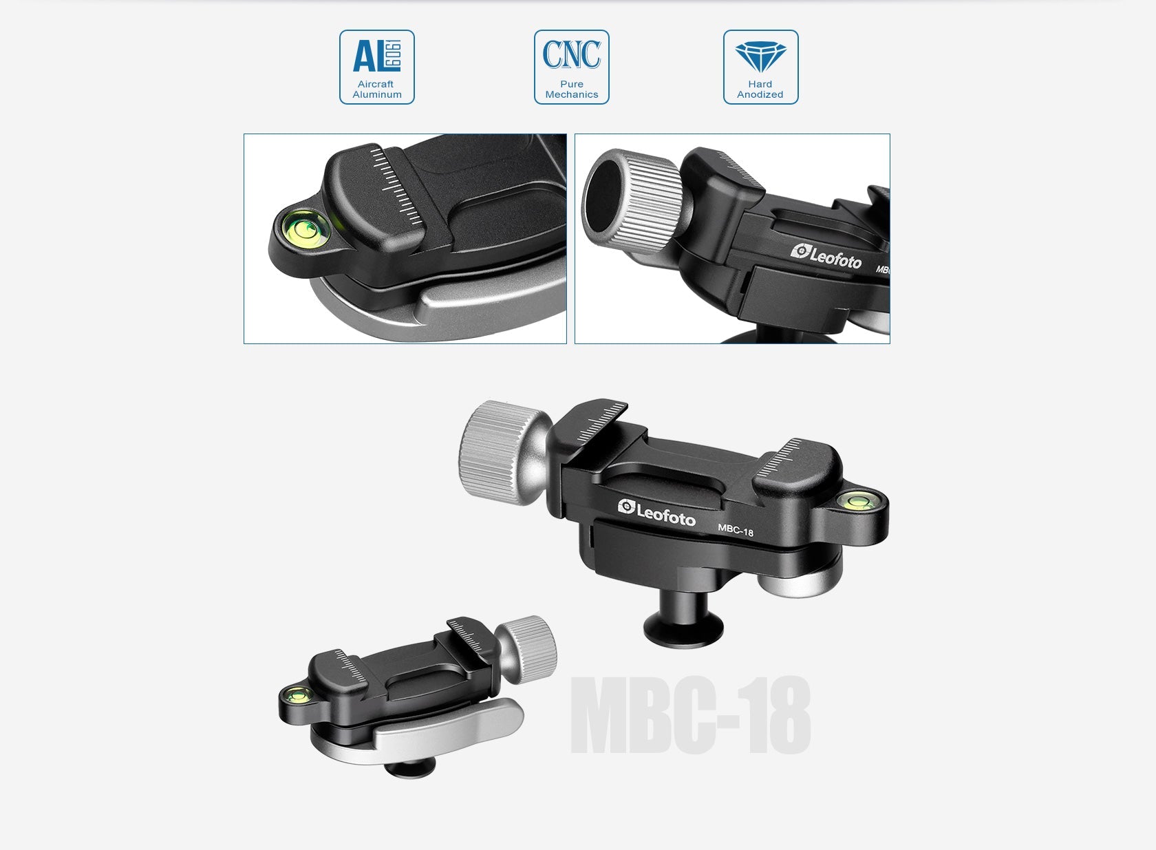 Leofoto Multipurpose Clamp Kit FA-01+ MBC-18 + PC-90II Mini Ballhead with Phone Clamp and Hot Shoe for Camera