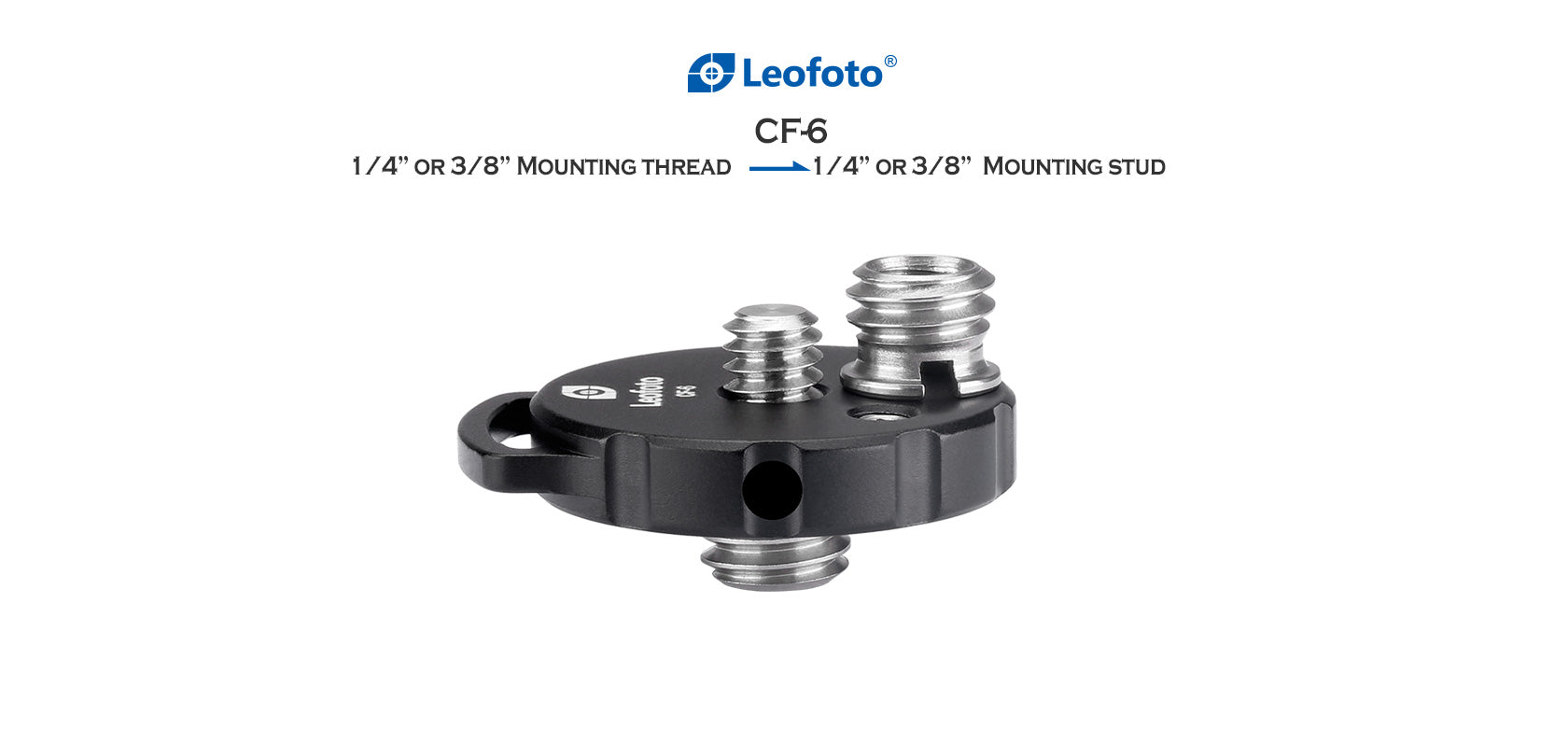 "Open Box" Leofoto CF-6 Female 3/8" to Male 1/4" or 3/8" Adapter Accessory