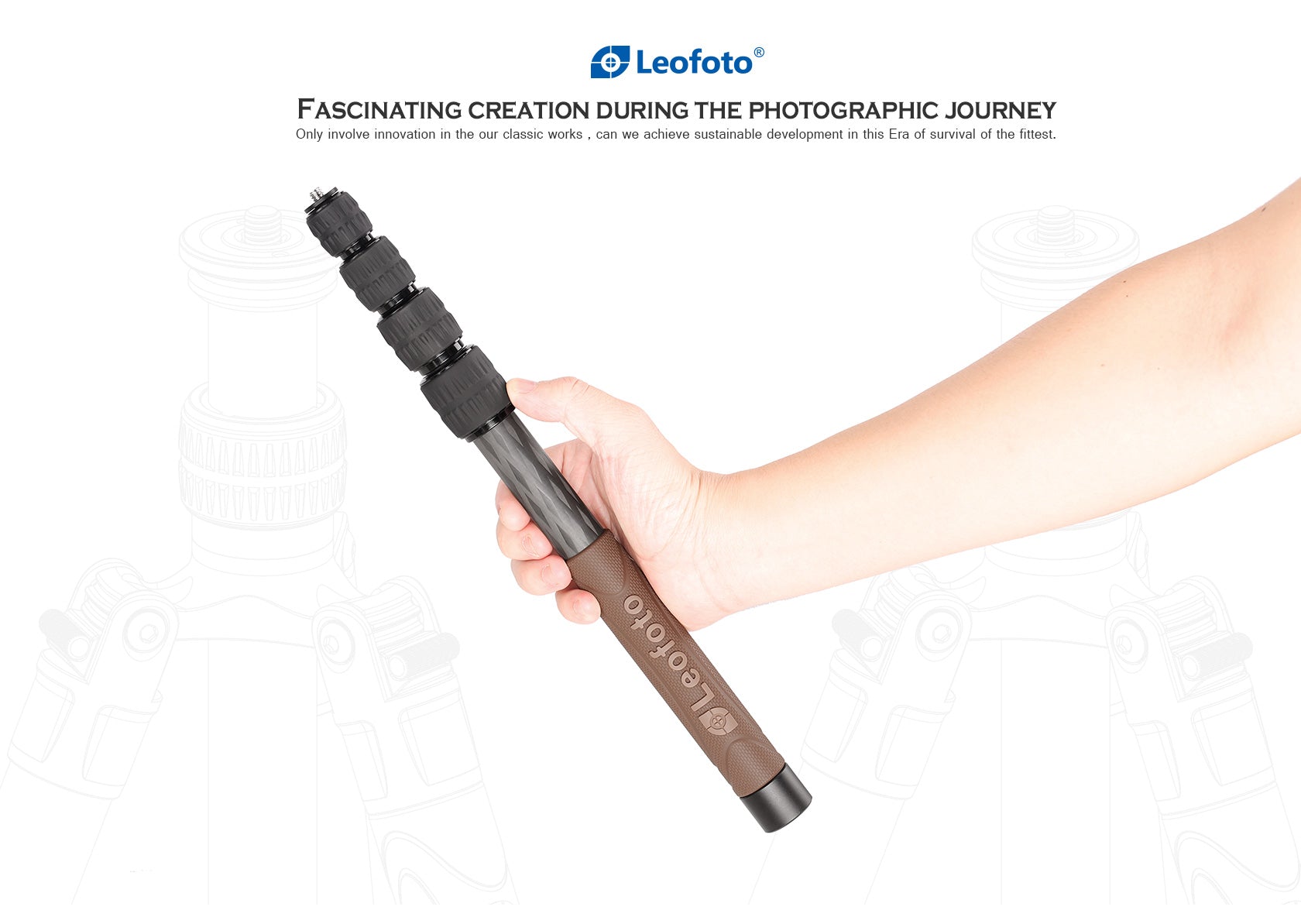 "Open Box" Leofoto GO-125 Go Stick | Lightweight Carbon Fiber Monopod Extension with Spike