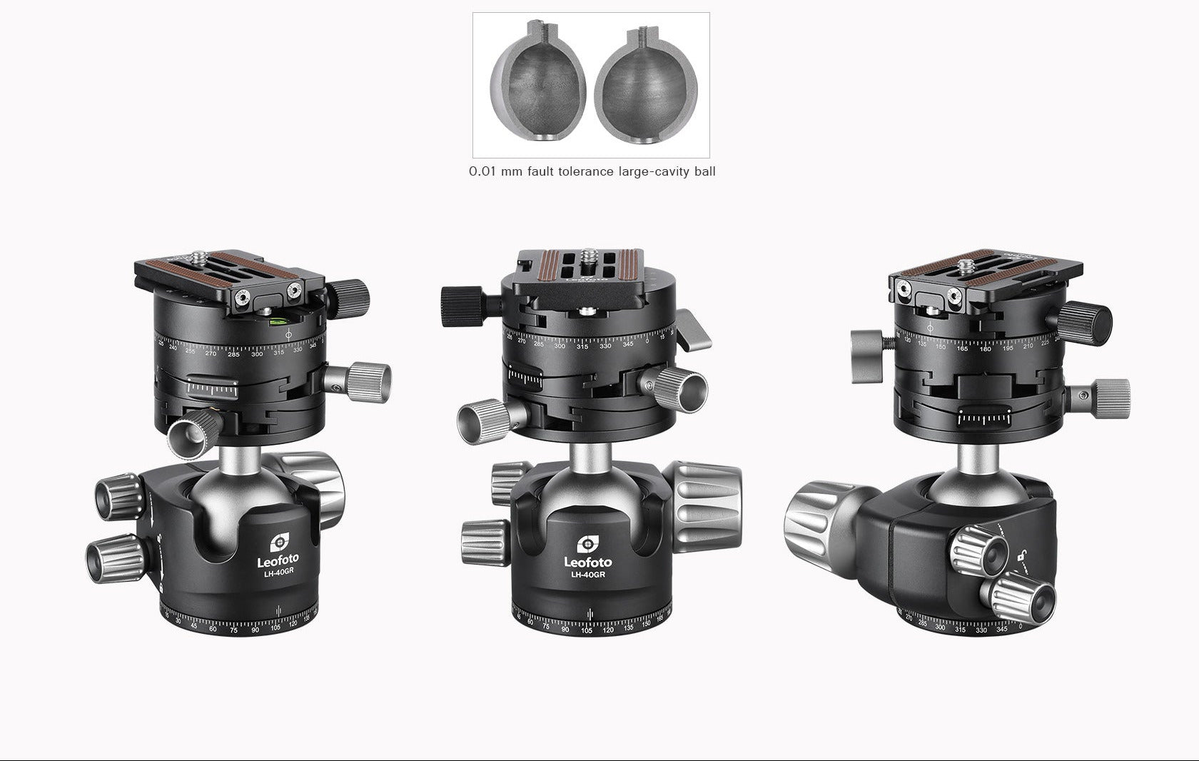 Leofoto LH-40GR Low-Profile Ball Head with Integrated Geared Panorama | Arca Compatible