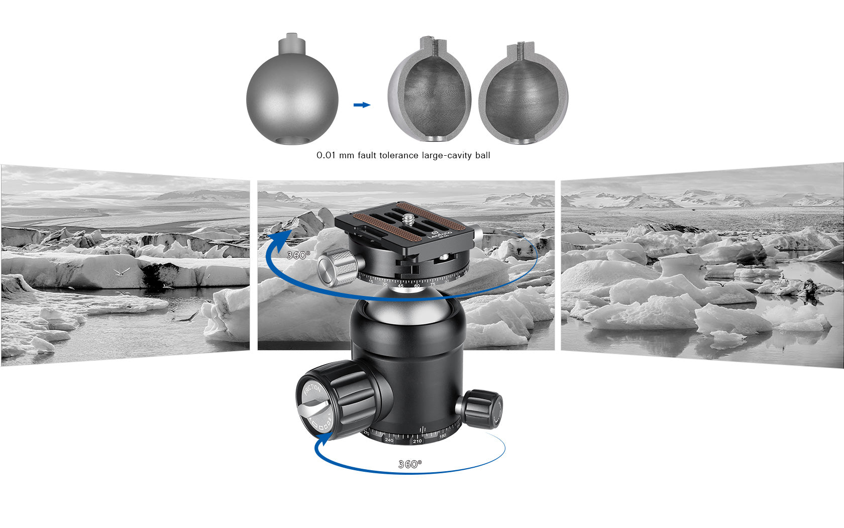 Leofoto NB-46 Pro Panning Ball Head with 360° Panning Clamp | Arca Compatible