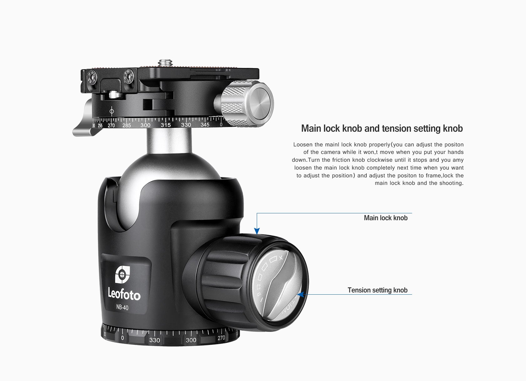 Leofoto NB-46 Pro Panning Ball Head with 360° Panning Clamp | Arca Compatible
