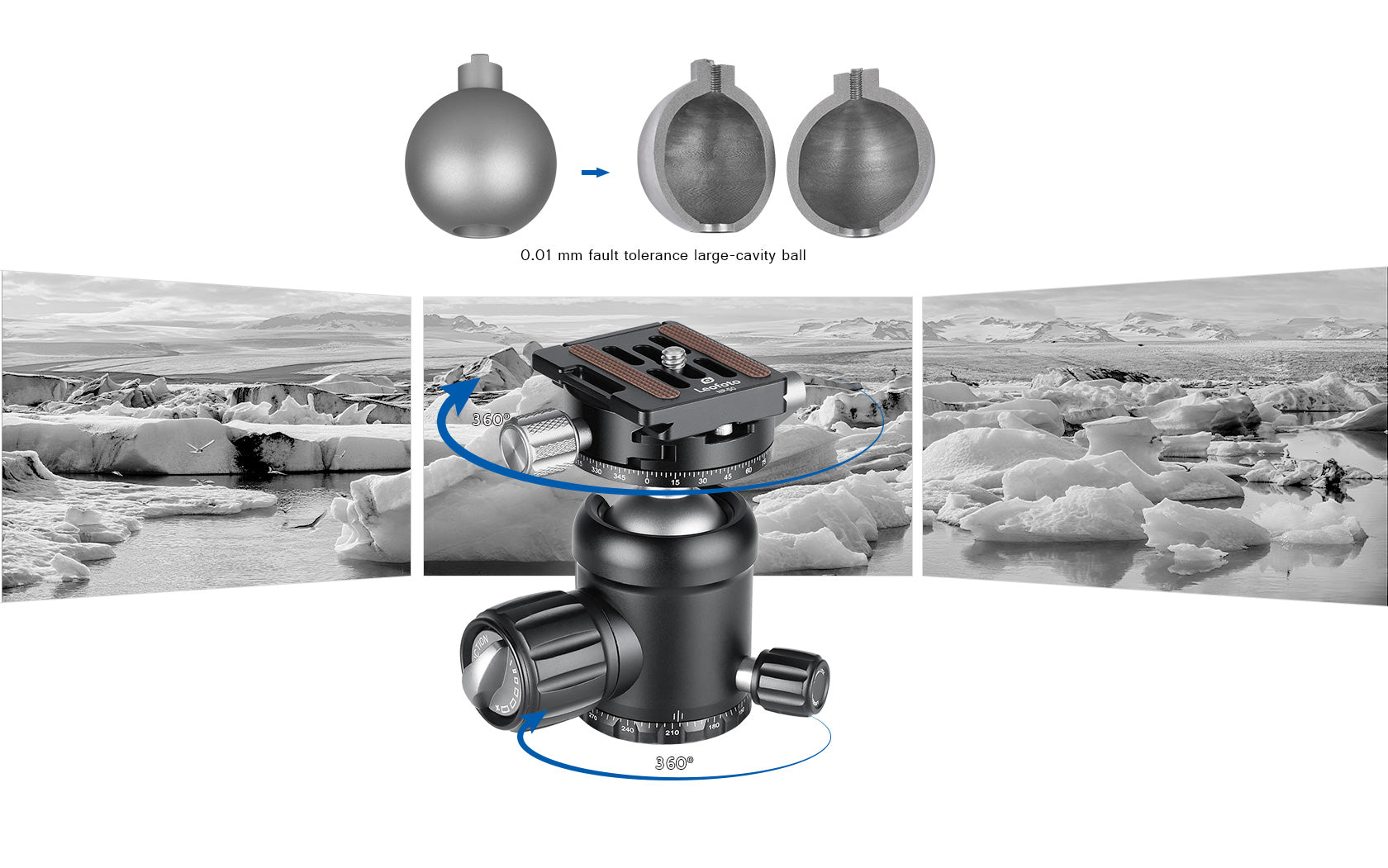 Leofoto NB-34 Pro Panning Ball Head with 360° Panning Clamp | Arca Compatible