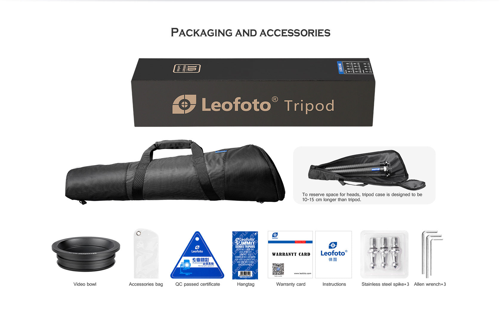 "Open Box" Leofoto LM-404C Tripod with 100mm Video Bowl+Platform and Bag | Max Load 88 lb