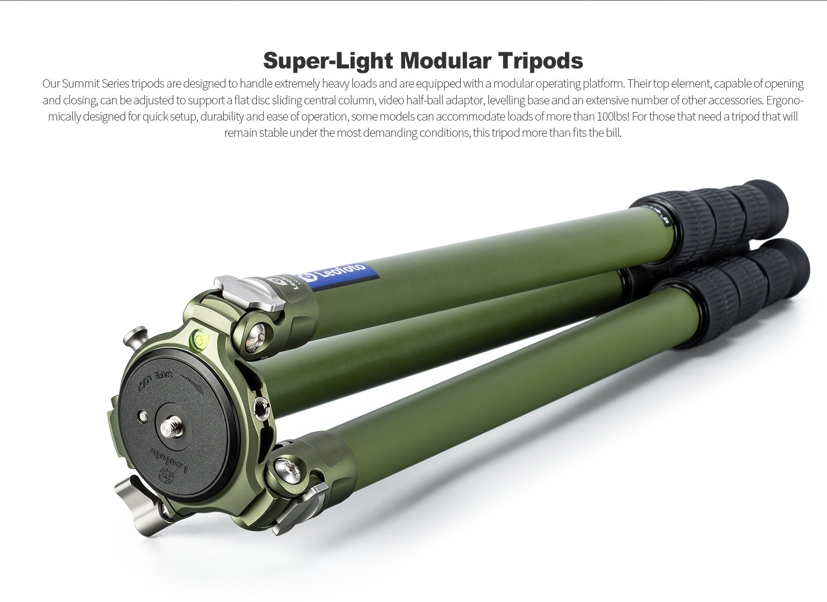 "Open Box" Leofoto LM-364CL(Long) Tripod with 75mm Video Bowl+Platform and Bag (Olive Green)