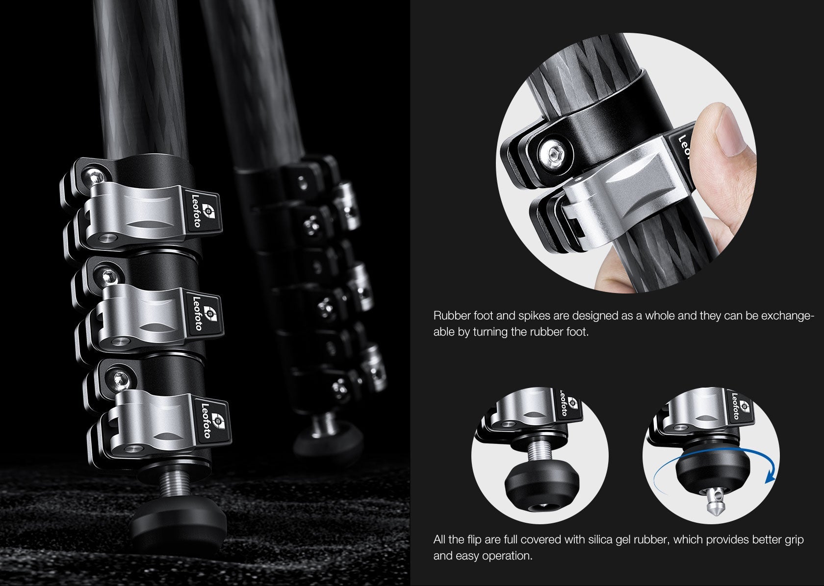 “Open Box" Leofoto LV-284C+BV-5 4-Section Carbon Fiber Tripod with Fluid Head Set / Built-In Hollow Ball and Flip Leg Locks