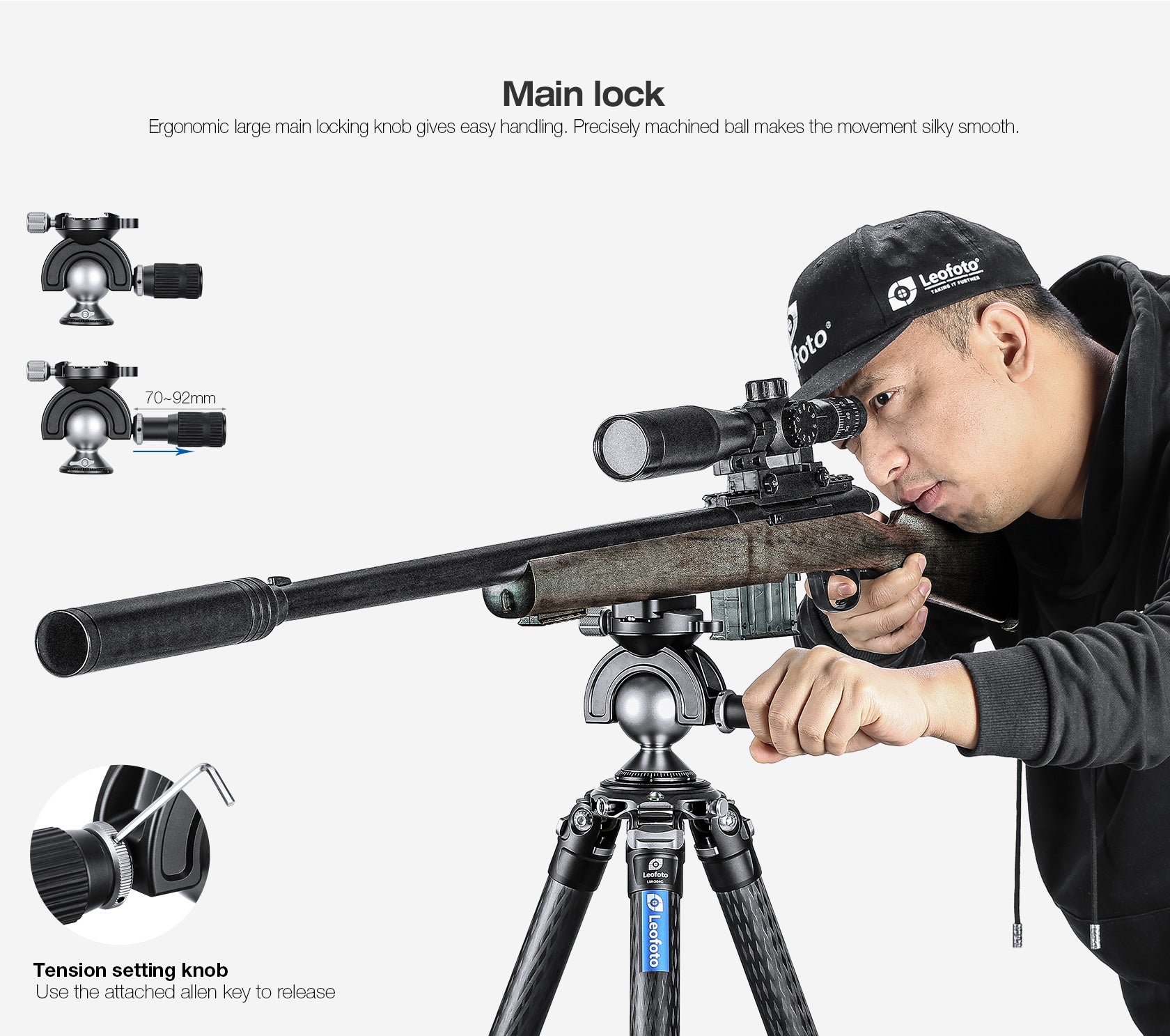 Leofoto SO-282C Inverted Rifle Series Carbon Fiber Tripod + Ballhead Set/Max Load 55lb(25kg) with Bag