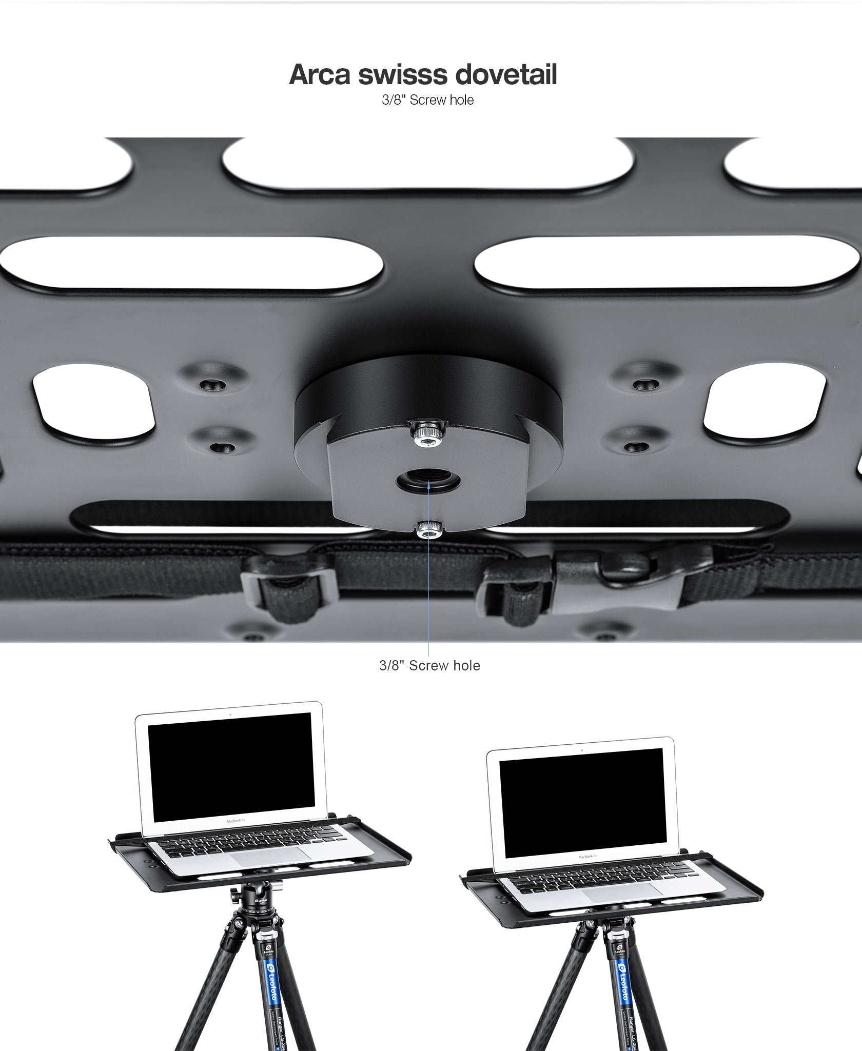 Leofoto LCH-2S 16" Laptop / Projector Tray / Combined with Tripod 3/8" Mounting Socket / Arca Swiss Dovetail