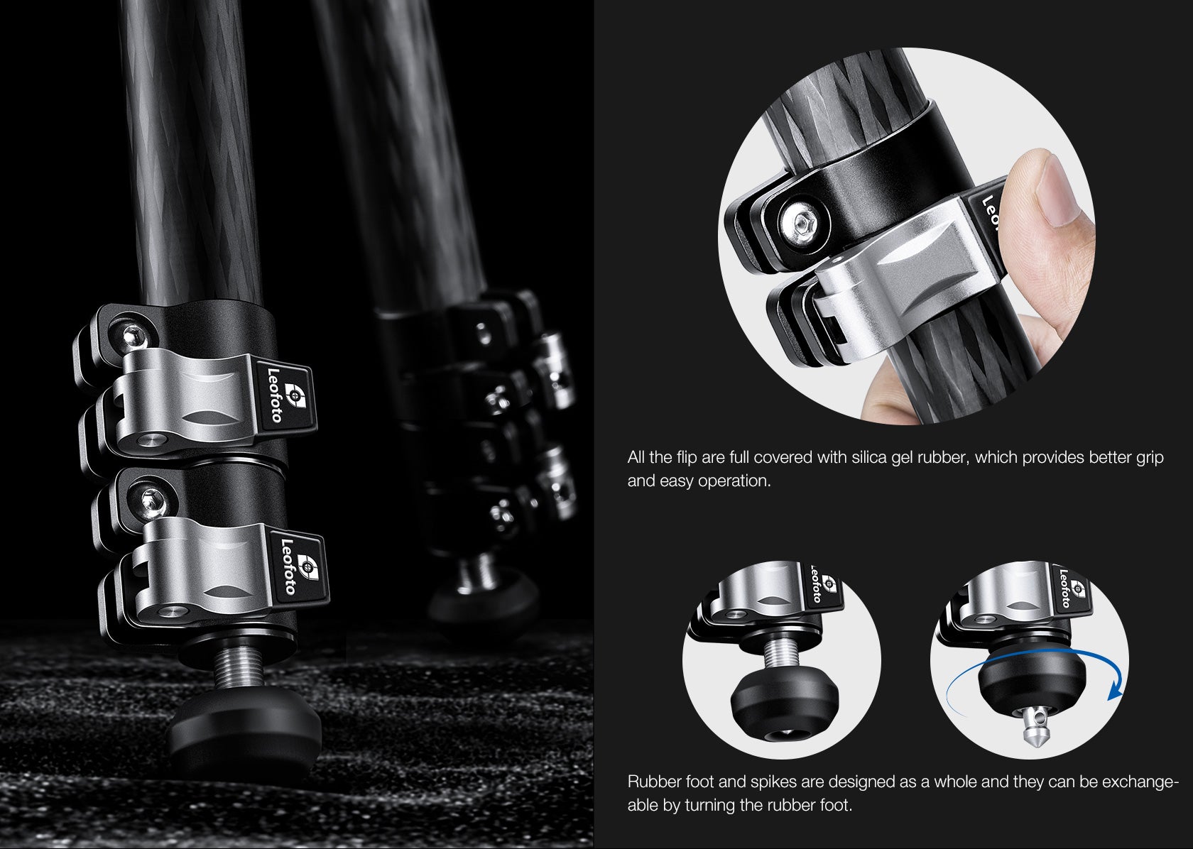“Open Box" Leofoto LV-323C 3-Section Carbon Fiber Video Tripod / Built-In Hollow Ball and Flip Leg Locks
