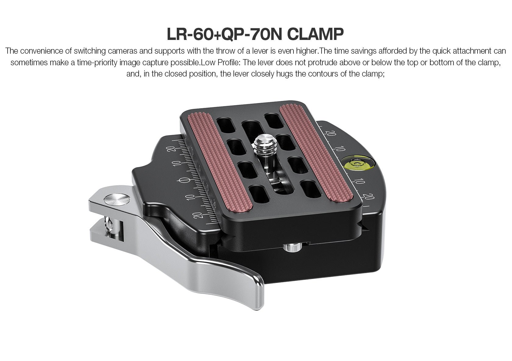 Leofoto LR-60 Lever Release Clamp with QP-70N QR Plate