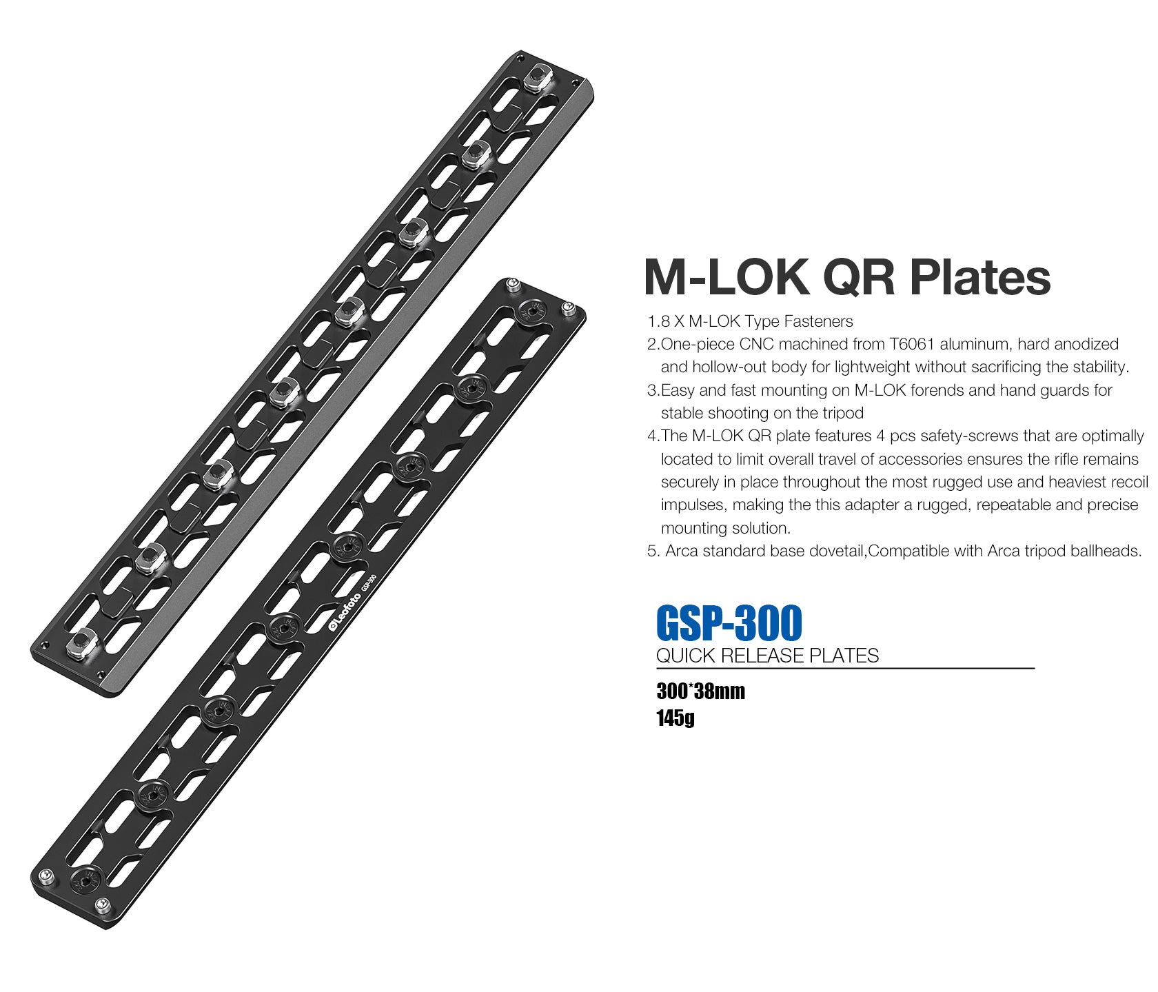 Leofoto GSP-80 / GSP-140 / GSP-240 / GSP-300 M-LOK QR Plates | Arca