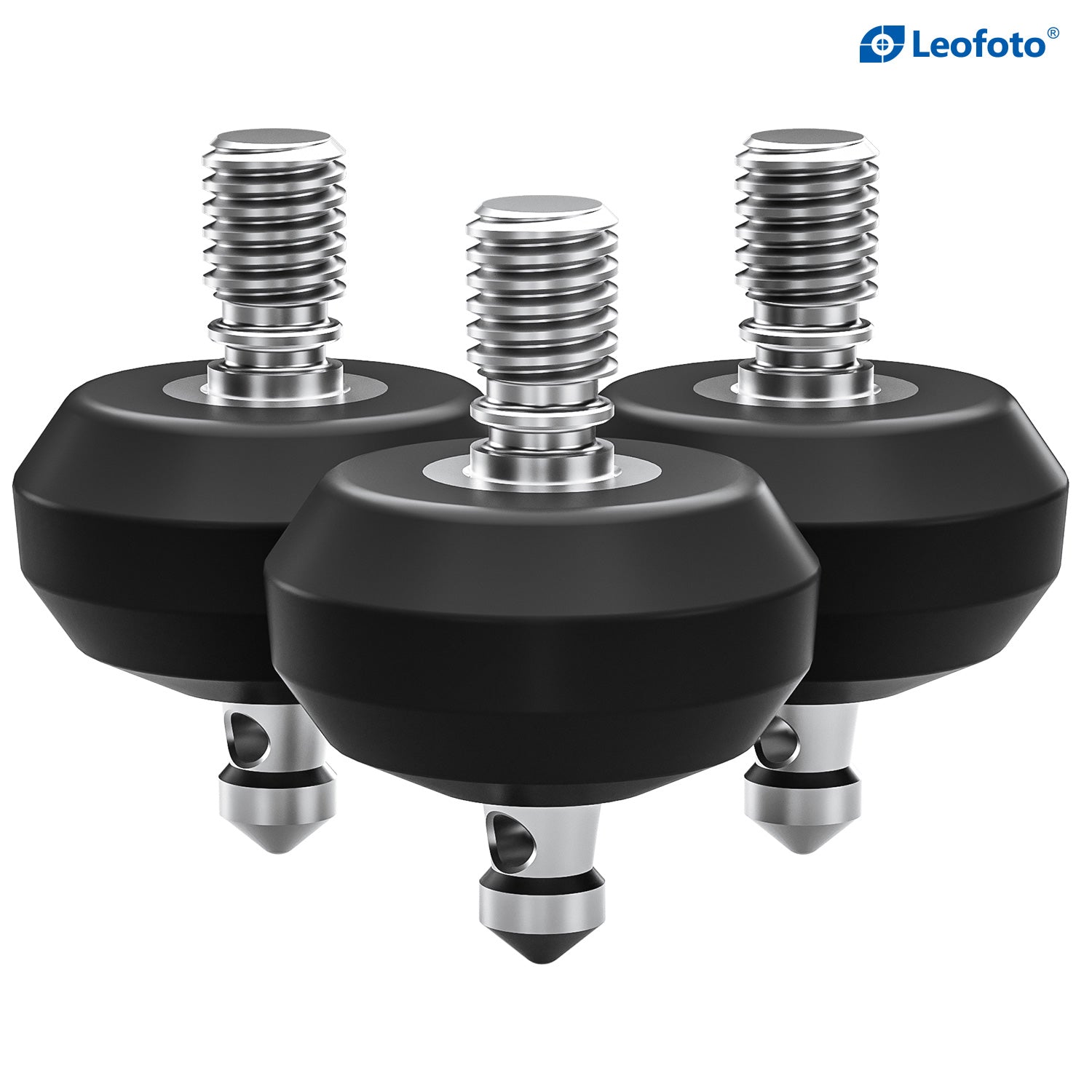 Leofoto TFV | Set of 3 2-in-1 Spike/Rubber Feet, 3/8" Thread