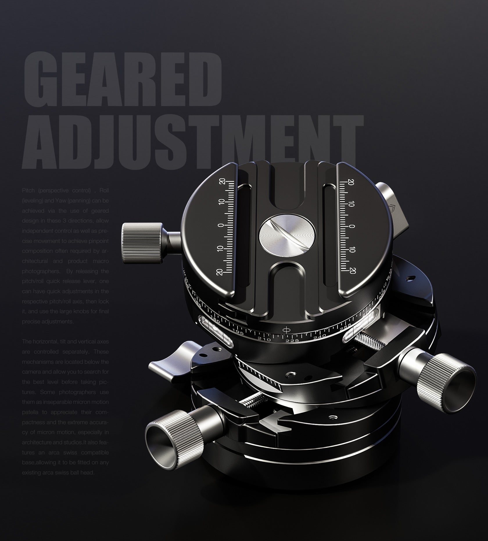 Leofoto G20 3D Geared Head | Arca Compatible