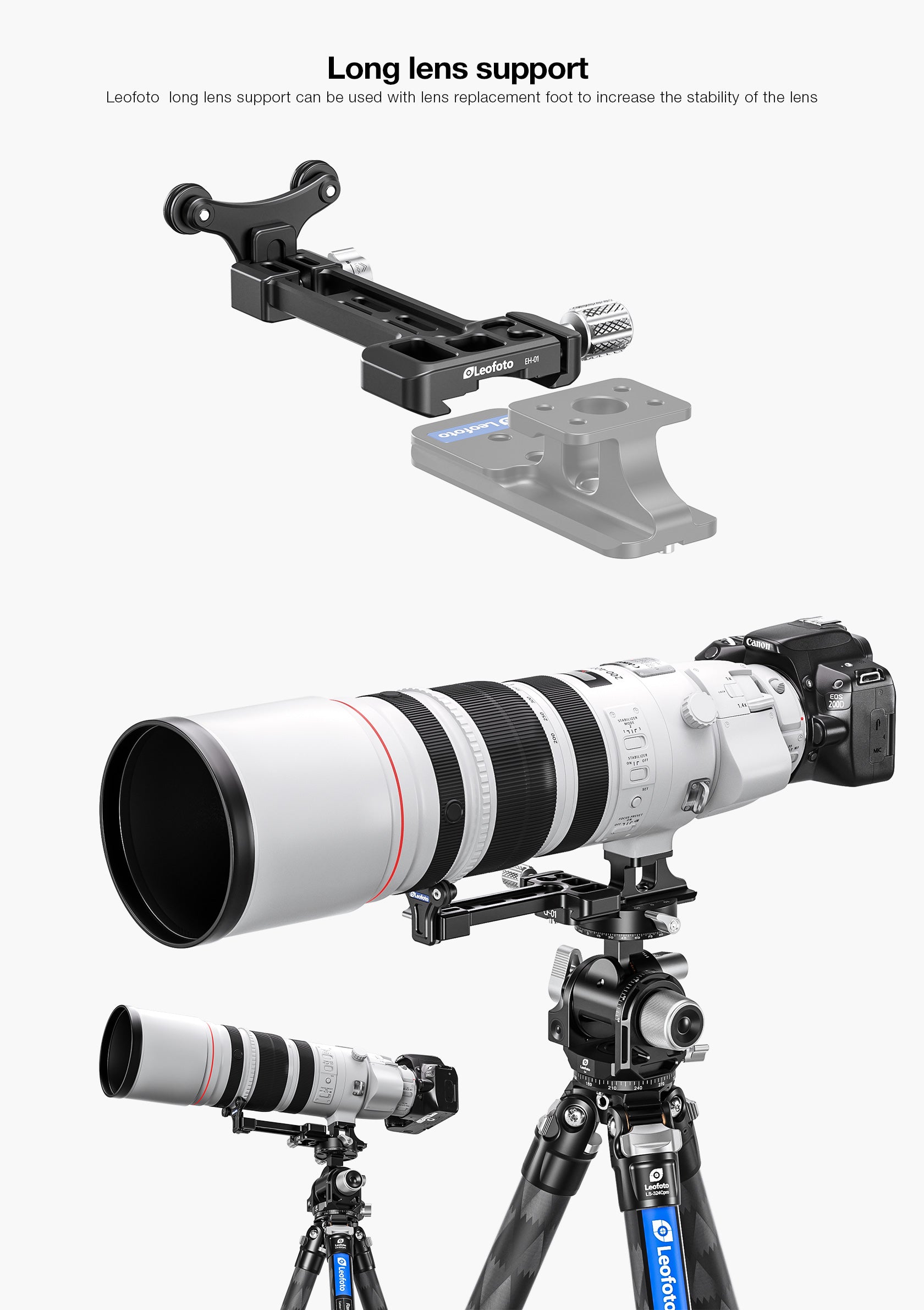 Leofoto EH-01 Long Lens Support for Camera Lens Feet | Arca Compatible