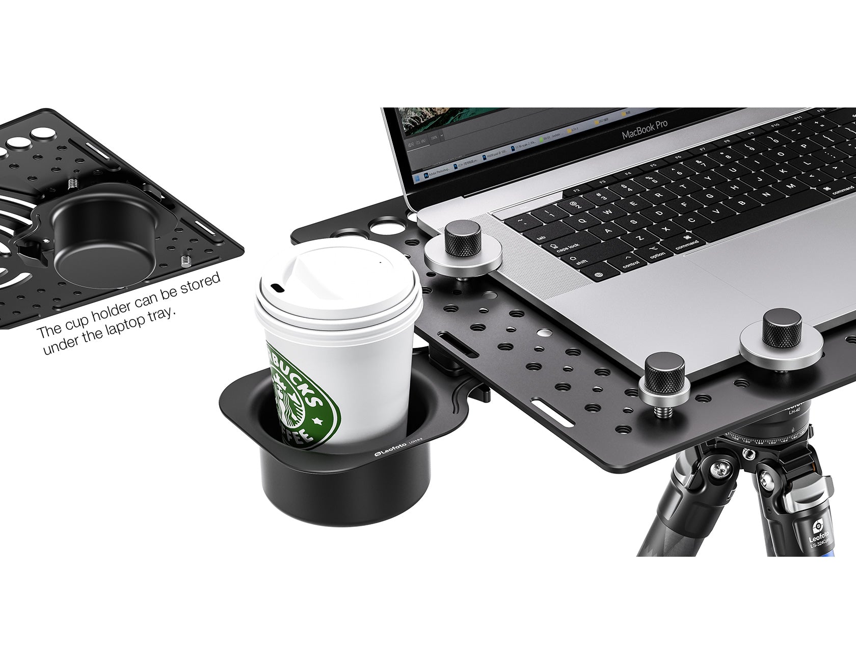 Leofoto LCH-3Kit Ultimate Laptop Tray Kit | 1/4" and 3/8" Compatible