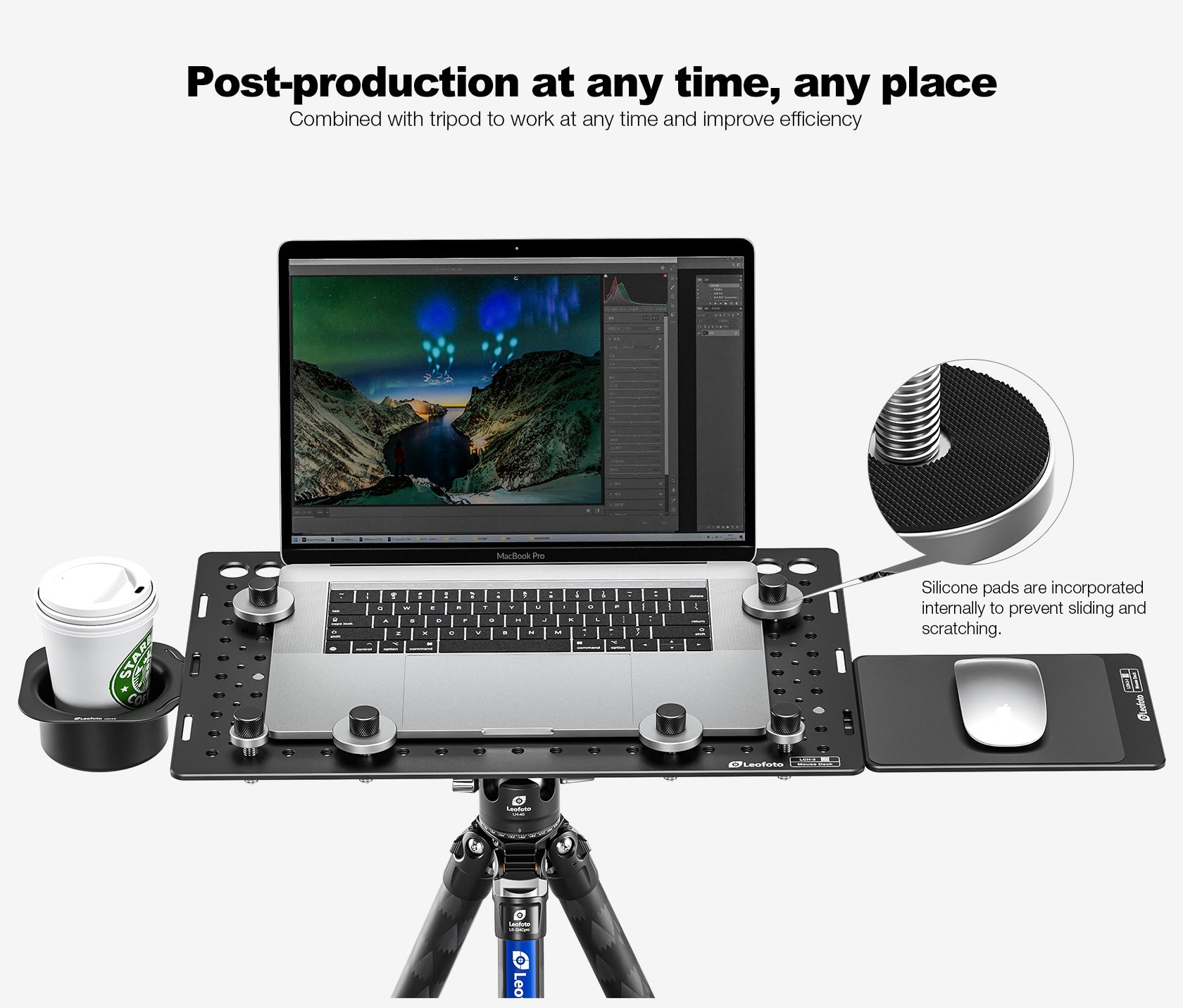 Leofoto LCH-3Kit Ultimate Laptop Tray Kit | 1/4" and 3/8" Compatible