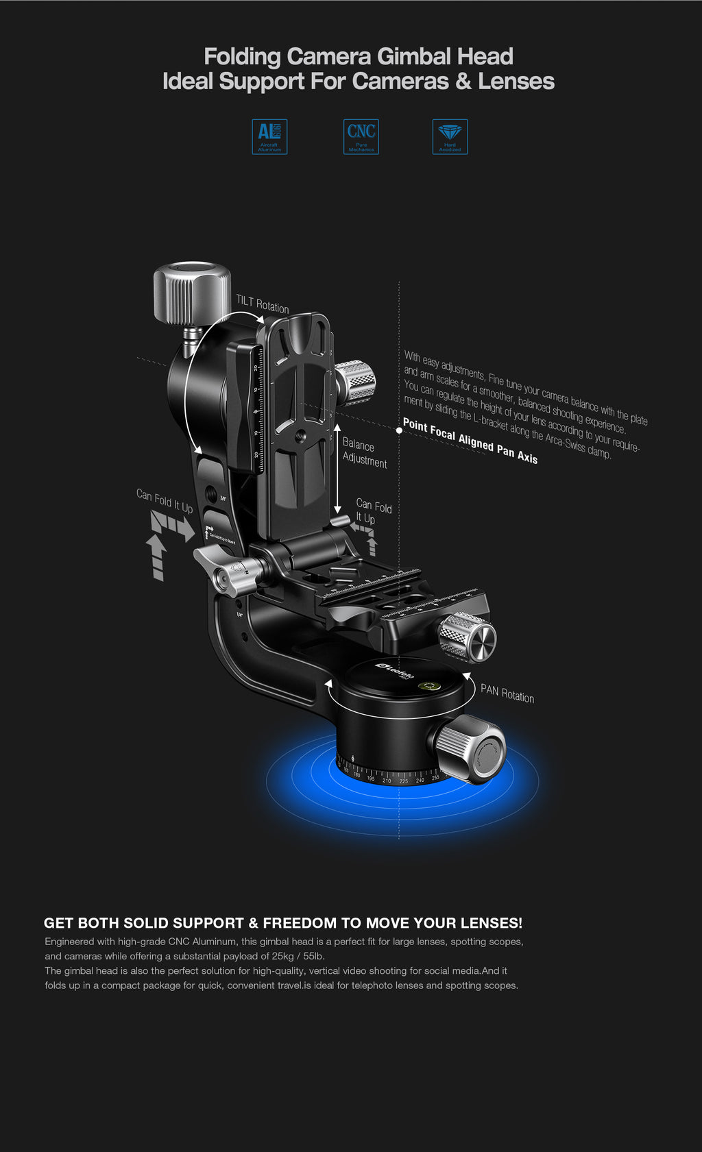 Leofoto Testa gimbal pieghevole PG-2 (2006207810 Leofoto Testa gimbal pieghevole PG-2 (2006207810