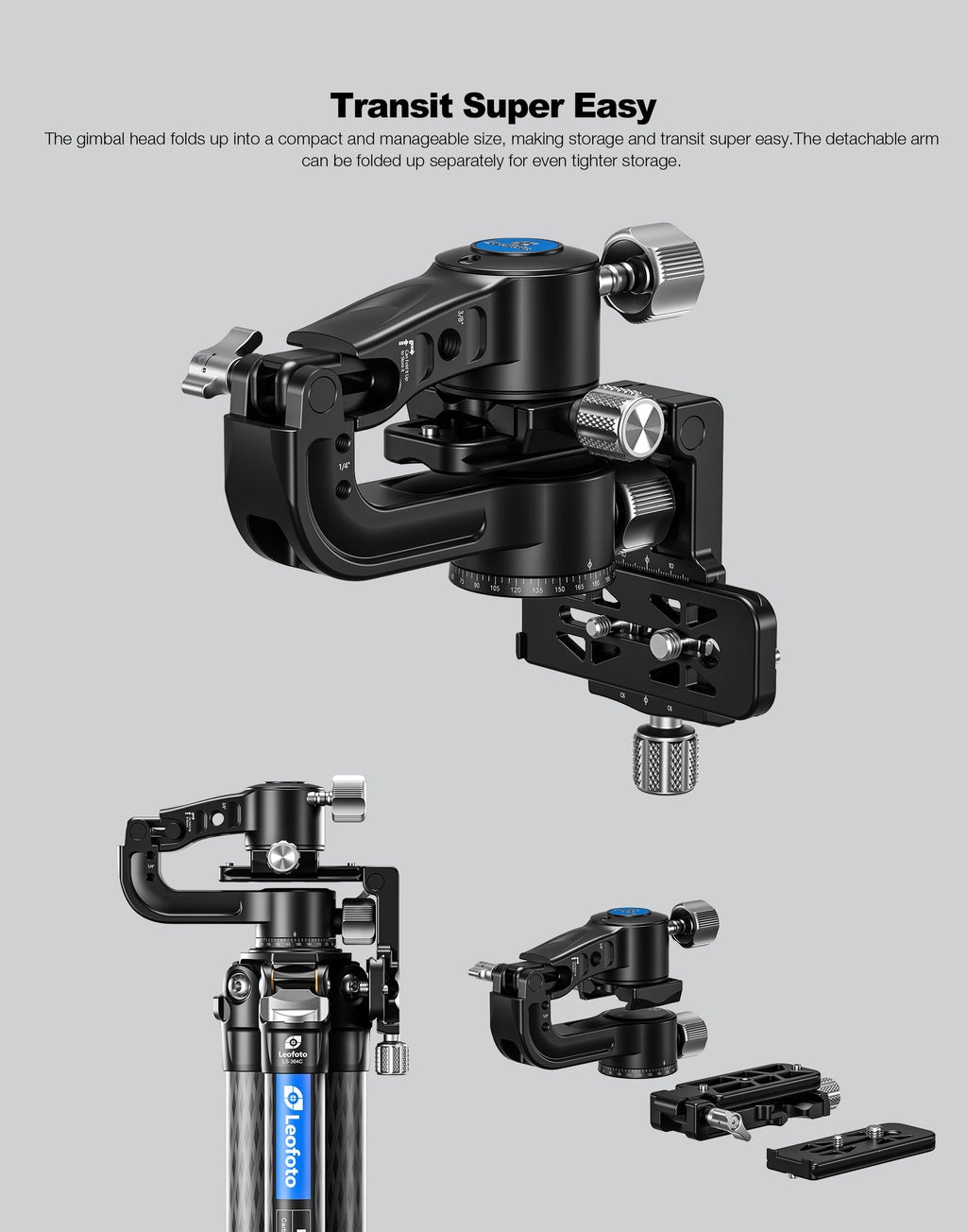 Leofoto PG-2S Compact Mini Folding Gimbal Head
