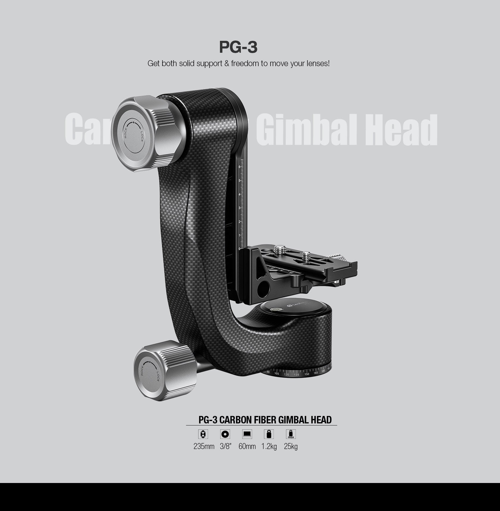 "Open Box" Leofoto PG-3 Carbon Fiber Gimbal Head