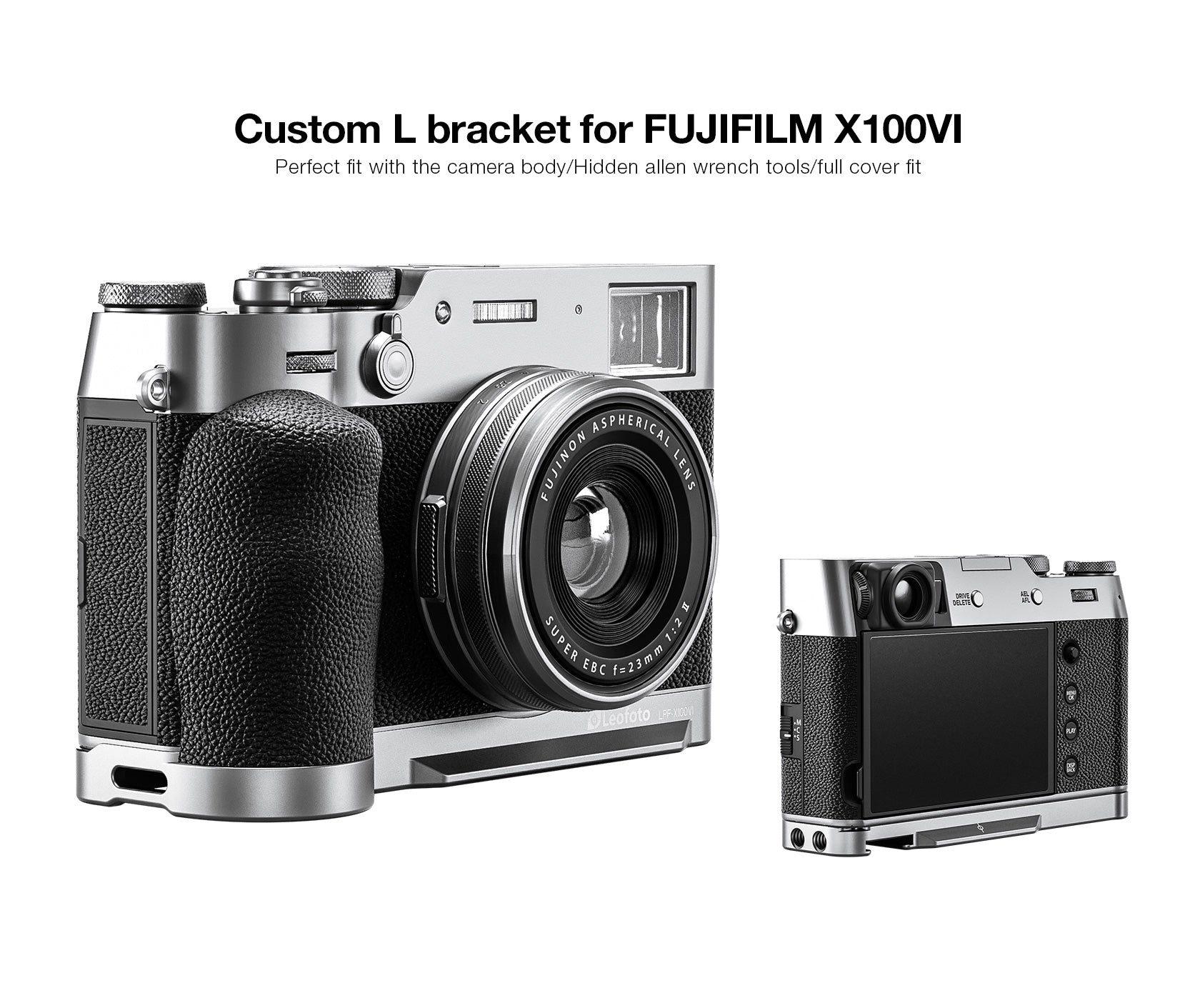 Leofoto LPF-X100VI L Plate for Fujifilm X100VI / X100V | Arca Compatib