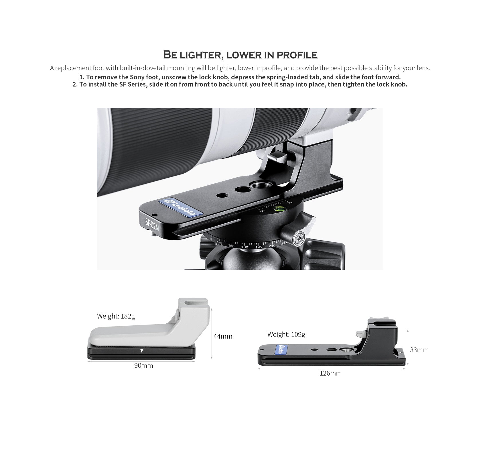 Leofoto SF-02N [Ver.2] Replacemet Lens Foot for Sony FE 200-600 F/5.6-6.3