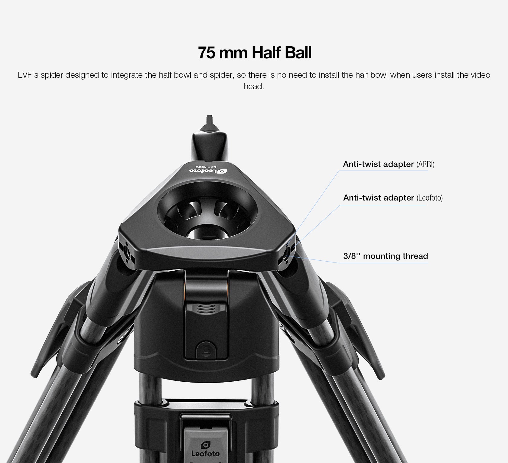 Leofoto LVF-163C+BV-15 Video Tripod and Fluid Head Set