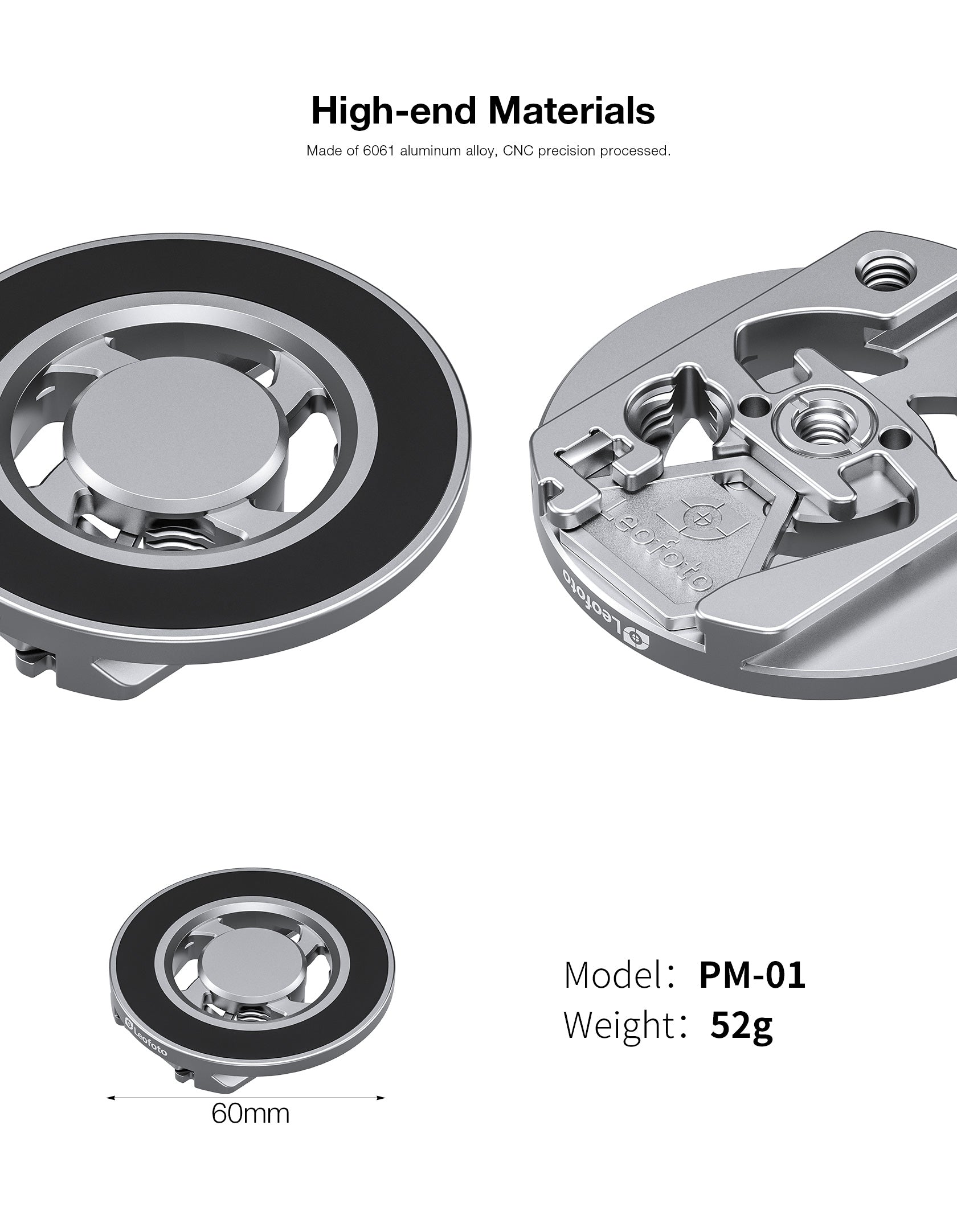 Leofoto PM-01 Magnetic Quick-Mount Plate for Mobile Phones