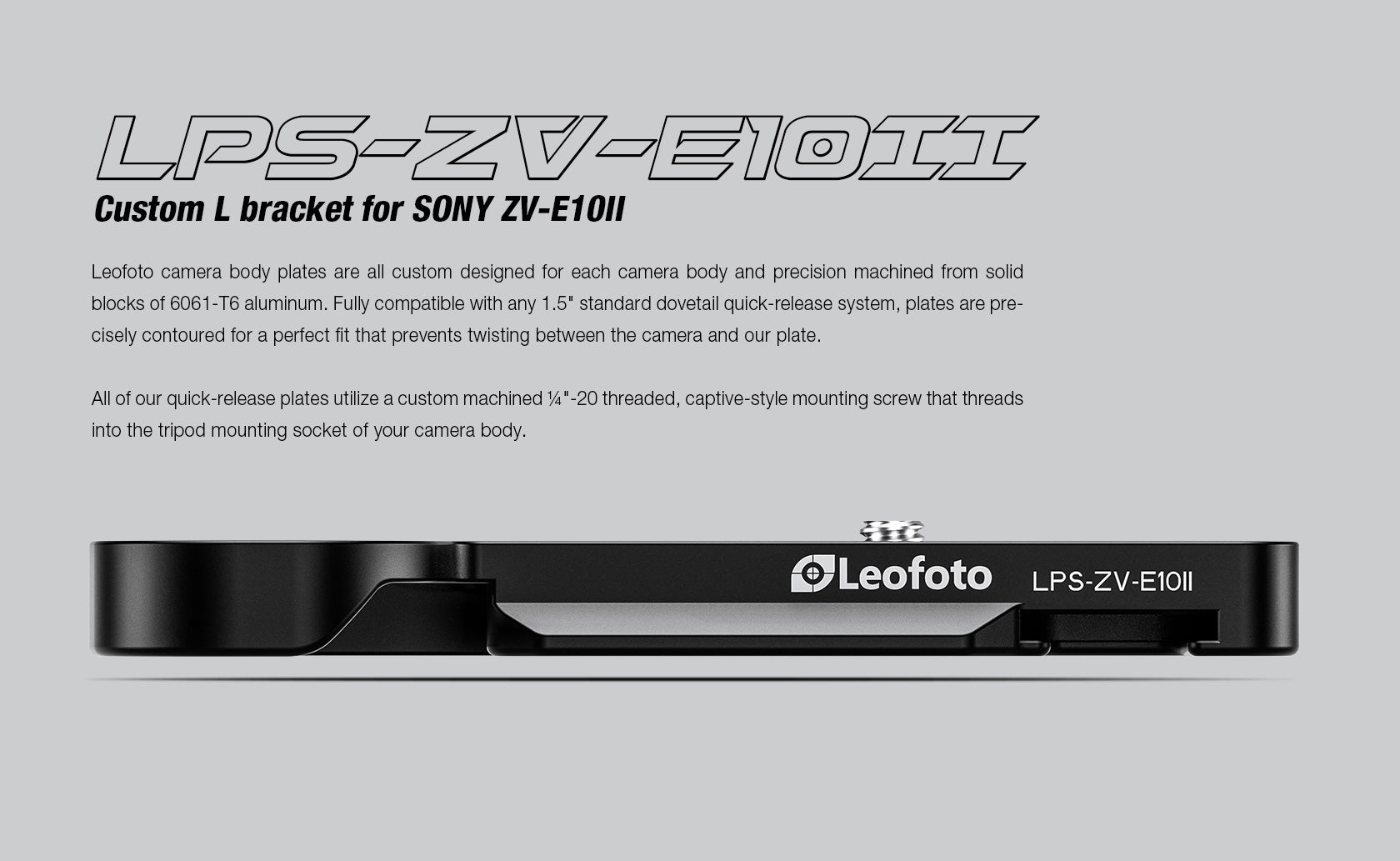 Leofoto LPS-ZV-E10II L Plate for Sony ZV-E10II | Arca Compatible (Black / Silver)