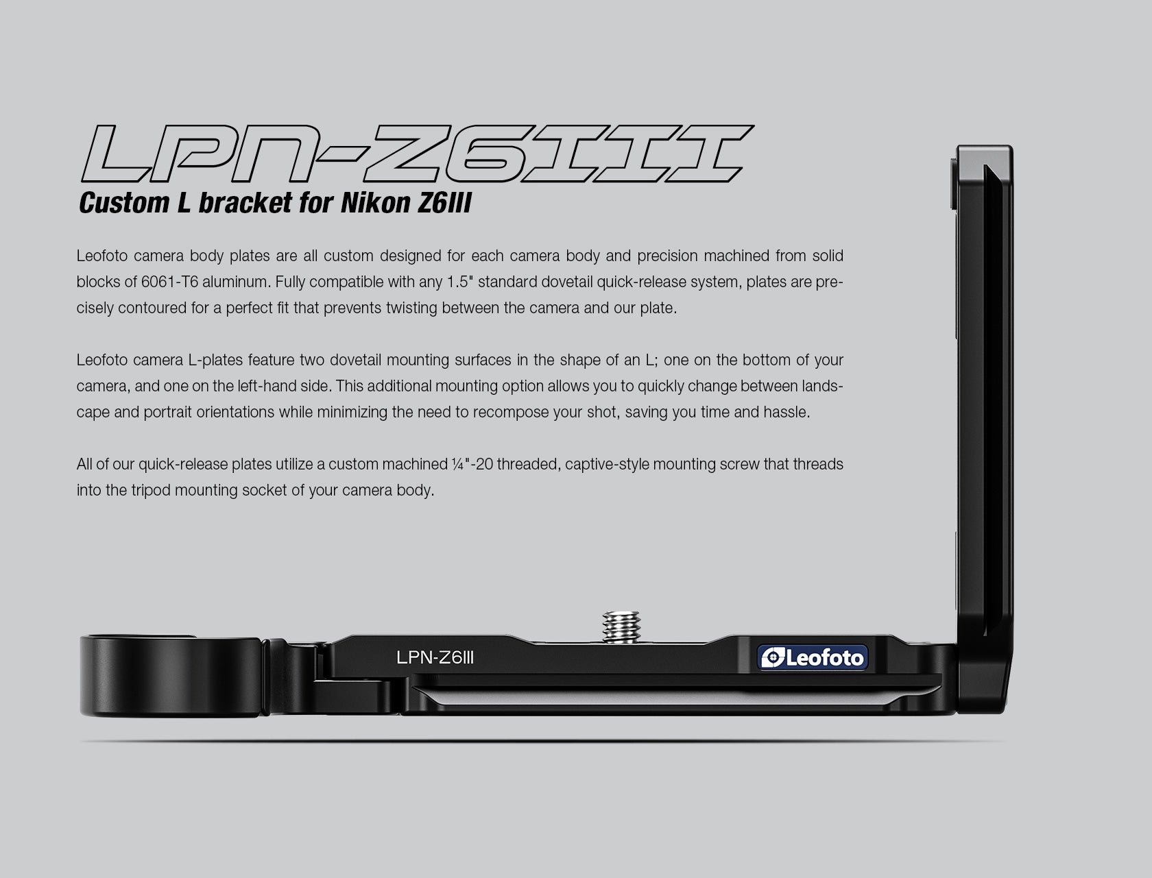 Leofoto LPN-Z6III L-Bracket for Nikon Z6III | Arca Compatible