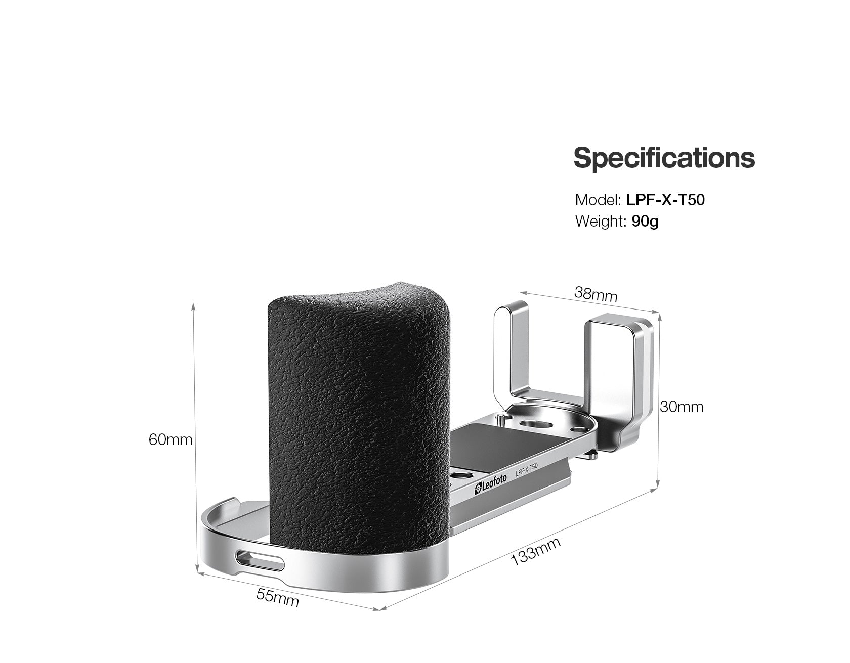 Leofoto LPF-X-T50 L Plate for Fujifilm X-T50 | Arca Compatible (Black/Silver)