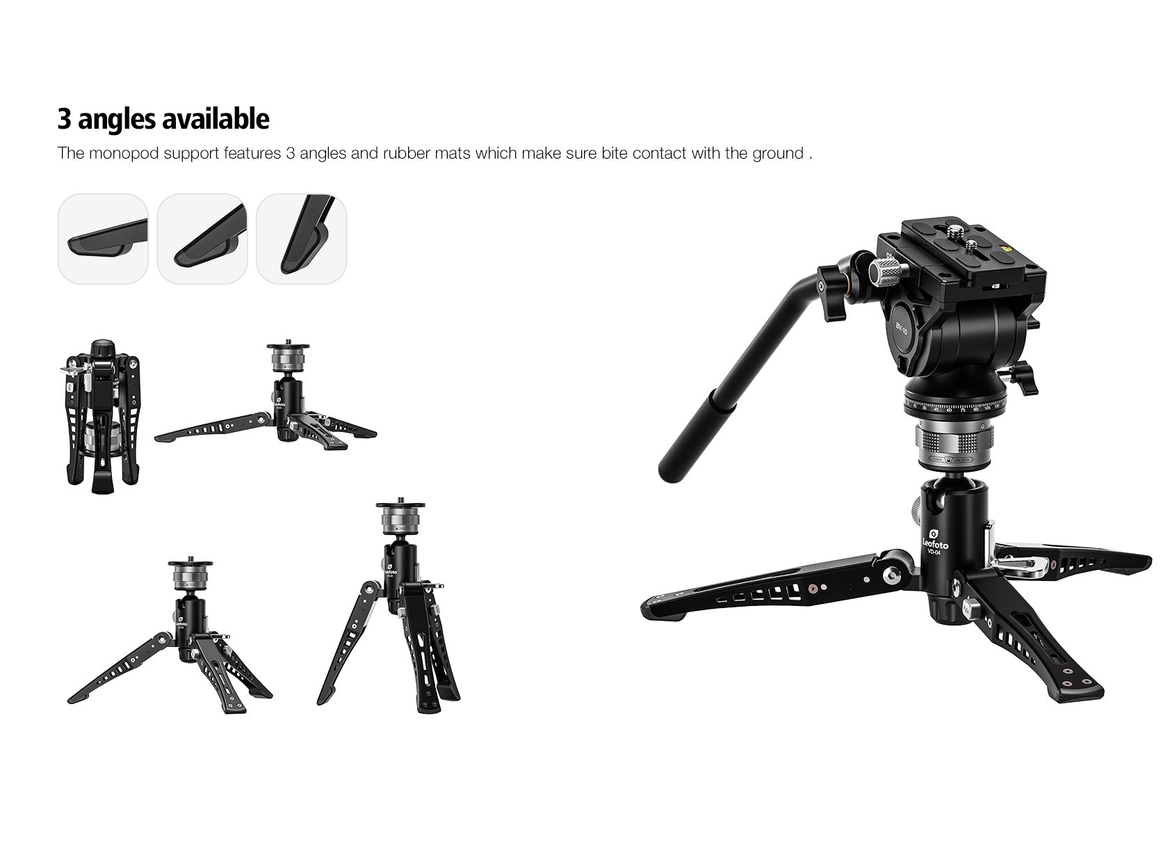 Leofoto MF-324C + VD-04 + BV-10 Upgraded Video Monopod System with Base Support Kit and Fluid Video Head