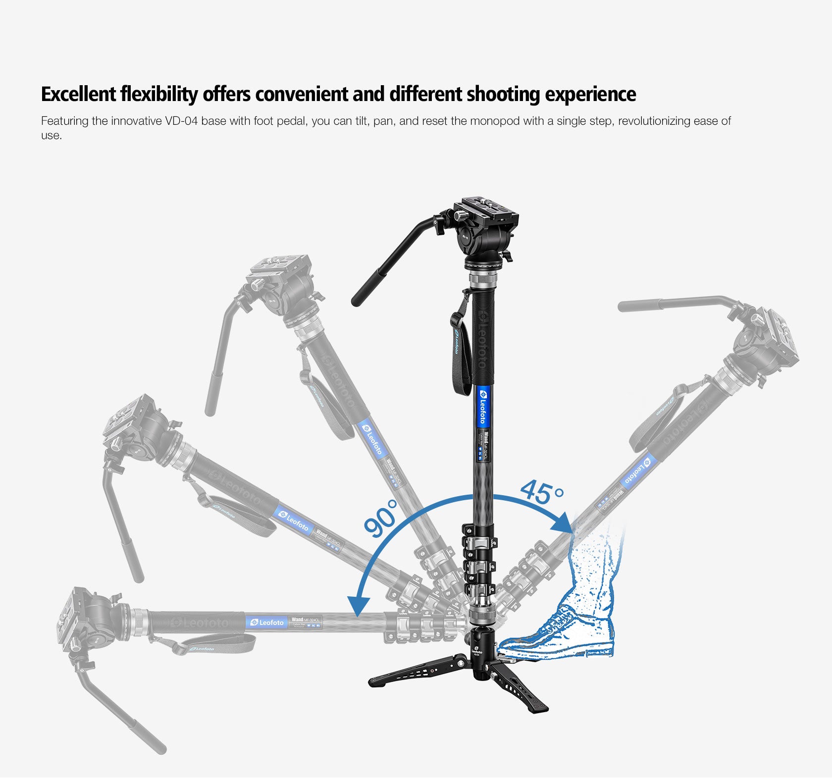 Leofoto MF-324CL(Long) + VD-04 Upgraded Video Monopod System with Base Support Kit